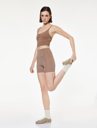 Yüksek Bel Slim Fit Biker Tayt