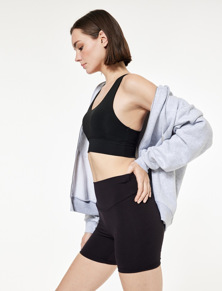  Yüksek Bel Slim Fit Biker Tayt