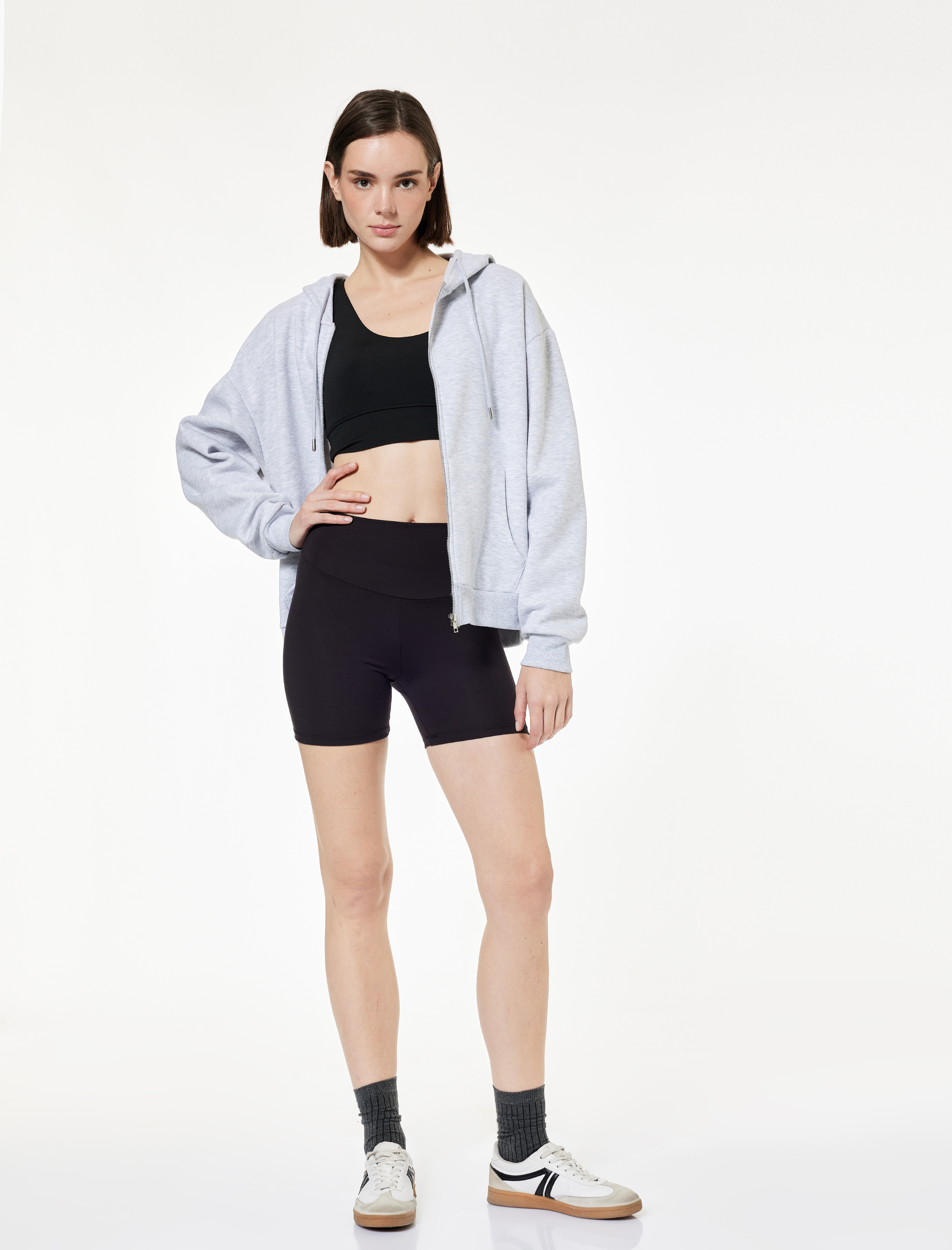   Yüksek Bel Slim Fit Biker Tayt