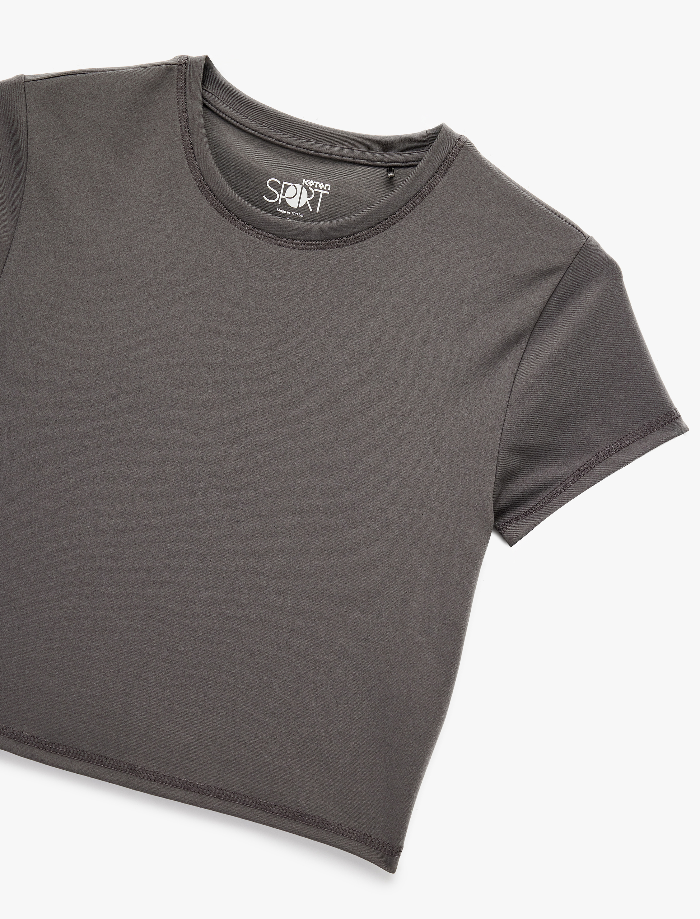   Slim Fit Kısa Kollu Bisiklet Yaka Crop Spor Tişört