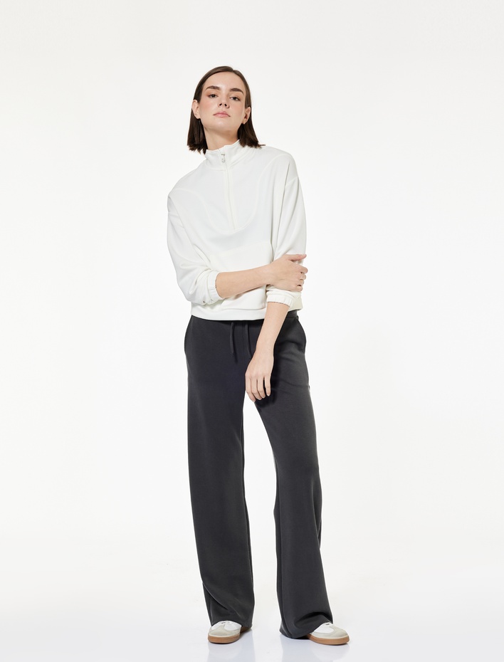  Yüksek Bel Geniş Paça Spor Eşofman Altı