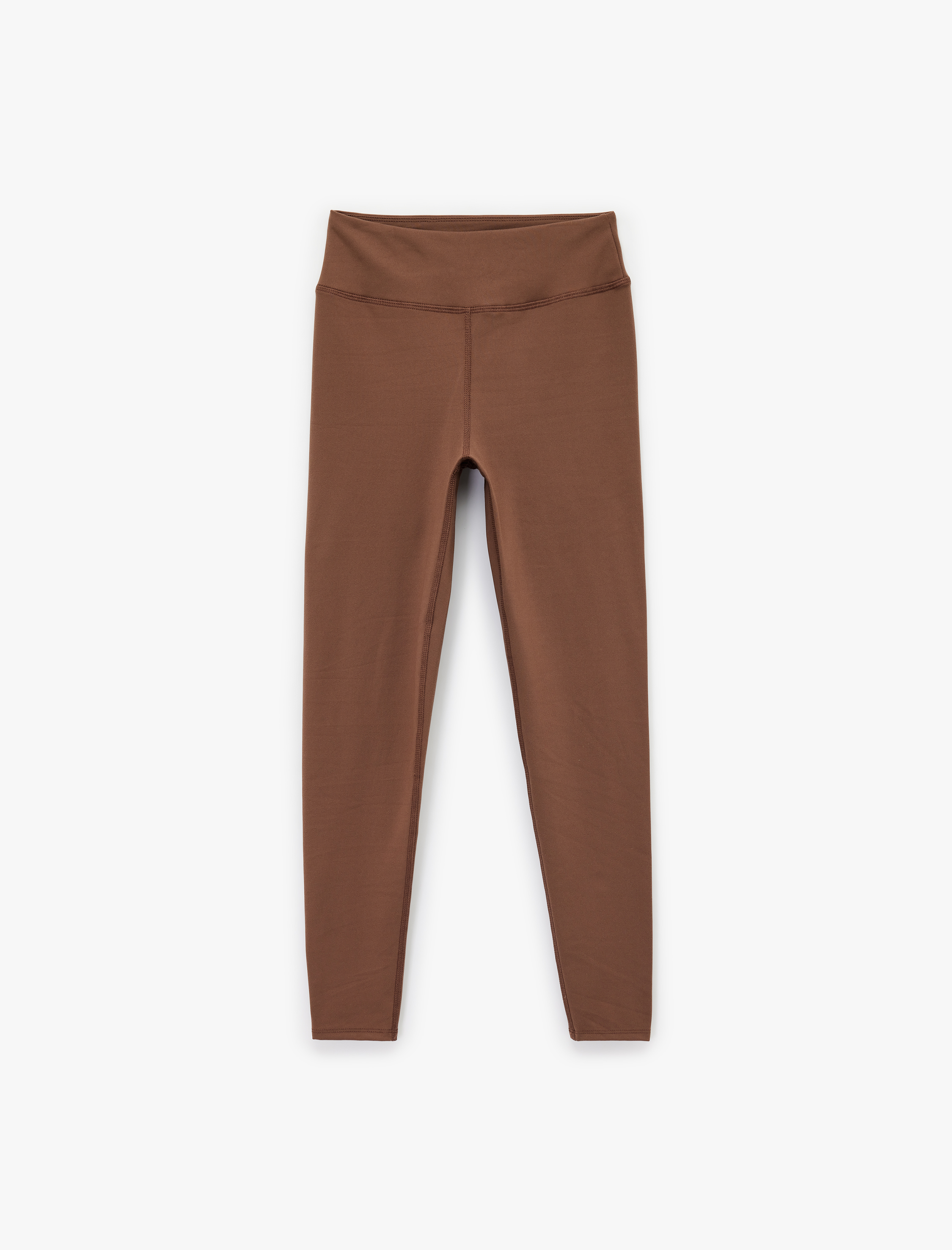   Yüksek Bel Skinny Fit İnterlok Dikiş Detaylı Spor Tayt