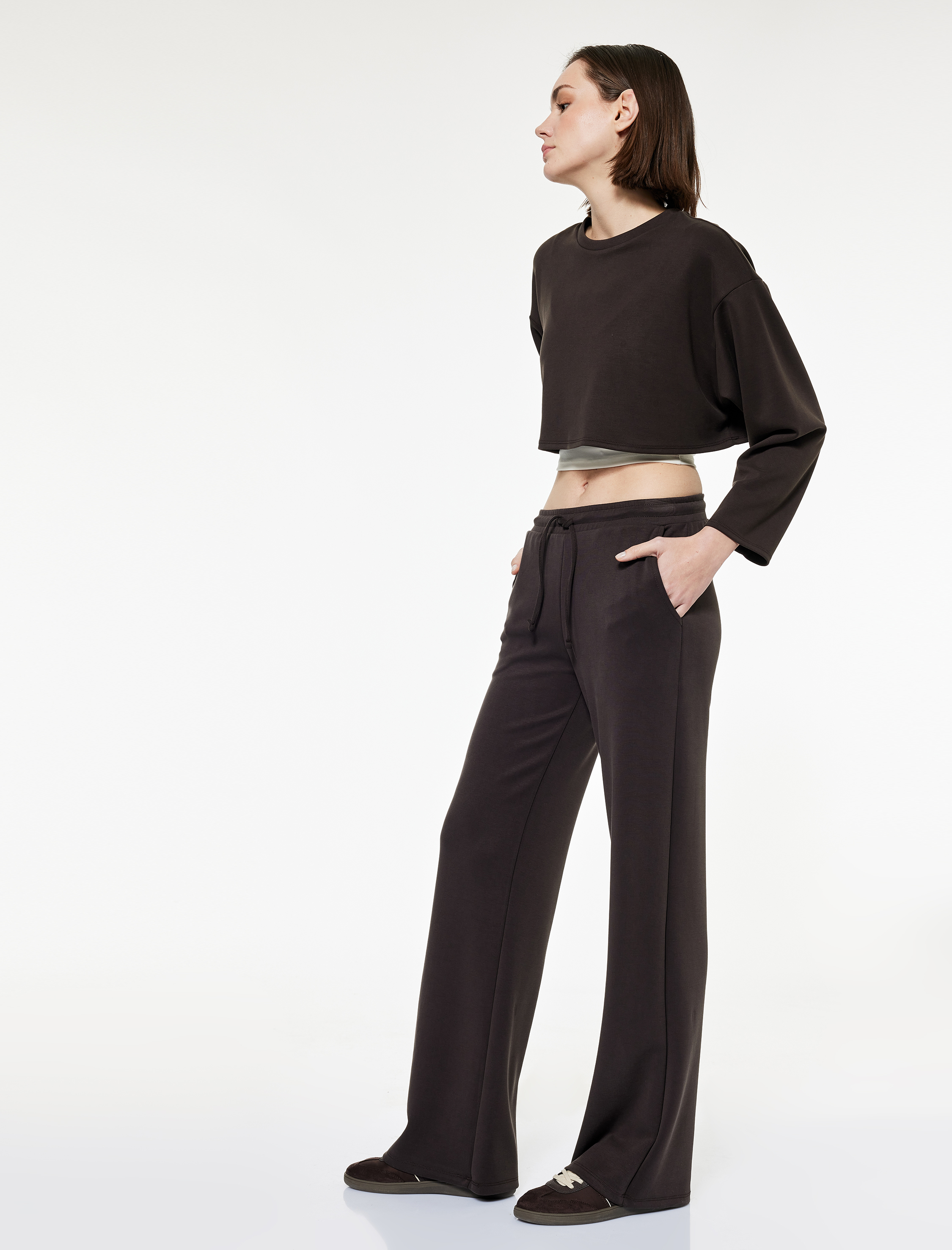   Yüksek Bel Geniş Paça Spor Eşofman Altı