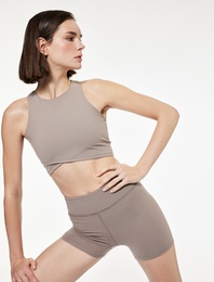 Dikiş Detaylı Yüksek Bel Biker Spor Tayt