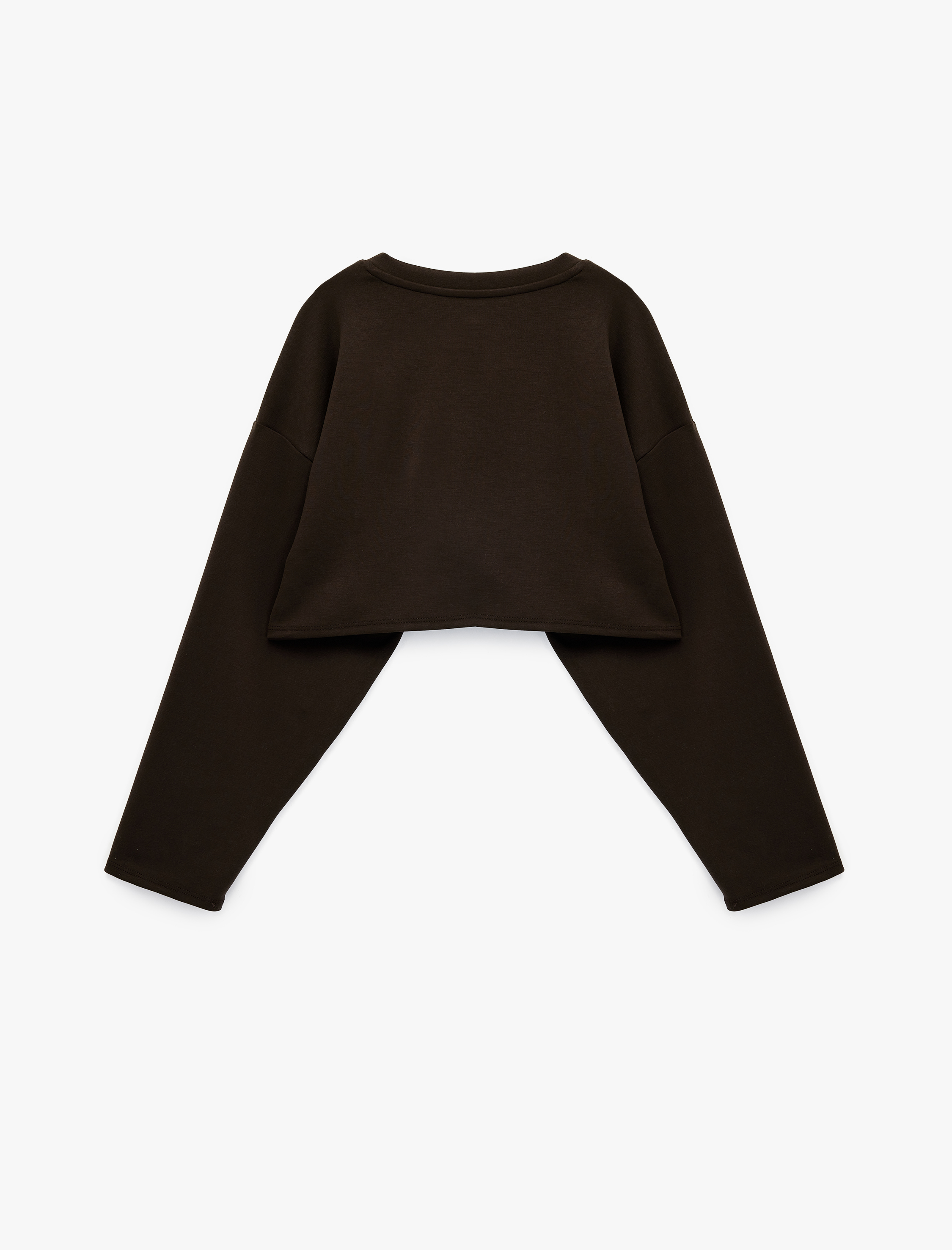   Uzun Kollu Bisiklet Yaka Oversize Spor Crop Sweatshirt