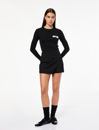 Düğmeli Uzun Kollu Cepli Modal Karışımlı Bisiklet Yaka Tişört