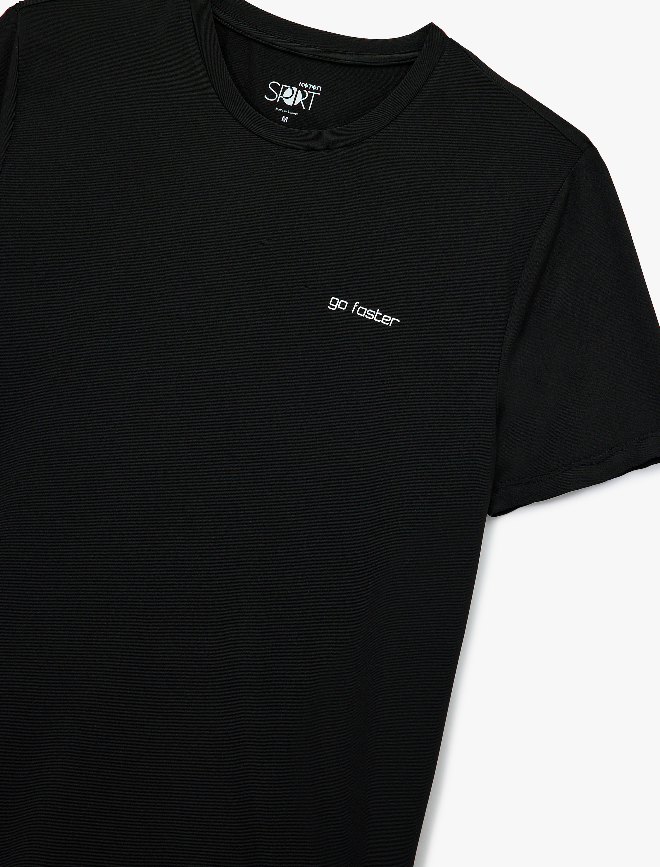  Rahat Kalıp Kısa Kollu Bisiklet Yaka Baskılı Spor Tişört