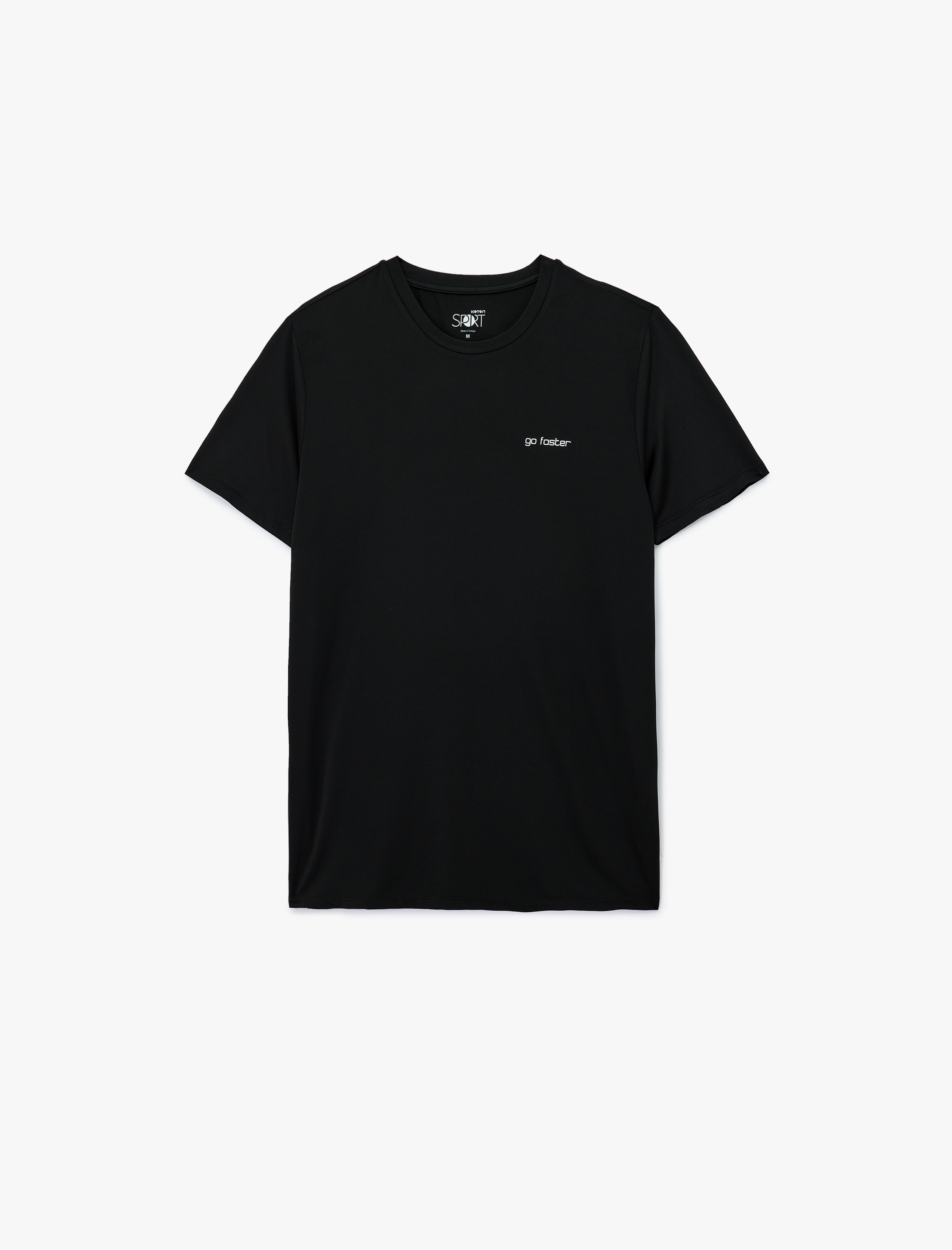   Rahat Kalıp Kısa Kollu Bisiklet Yaka Baskılı Spor Tişört