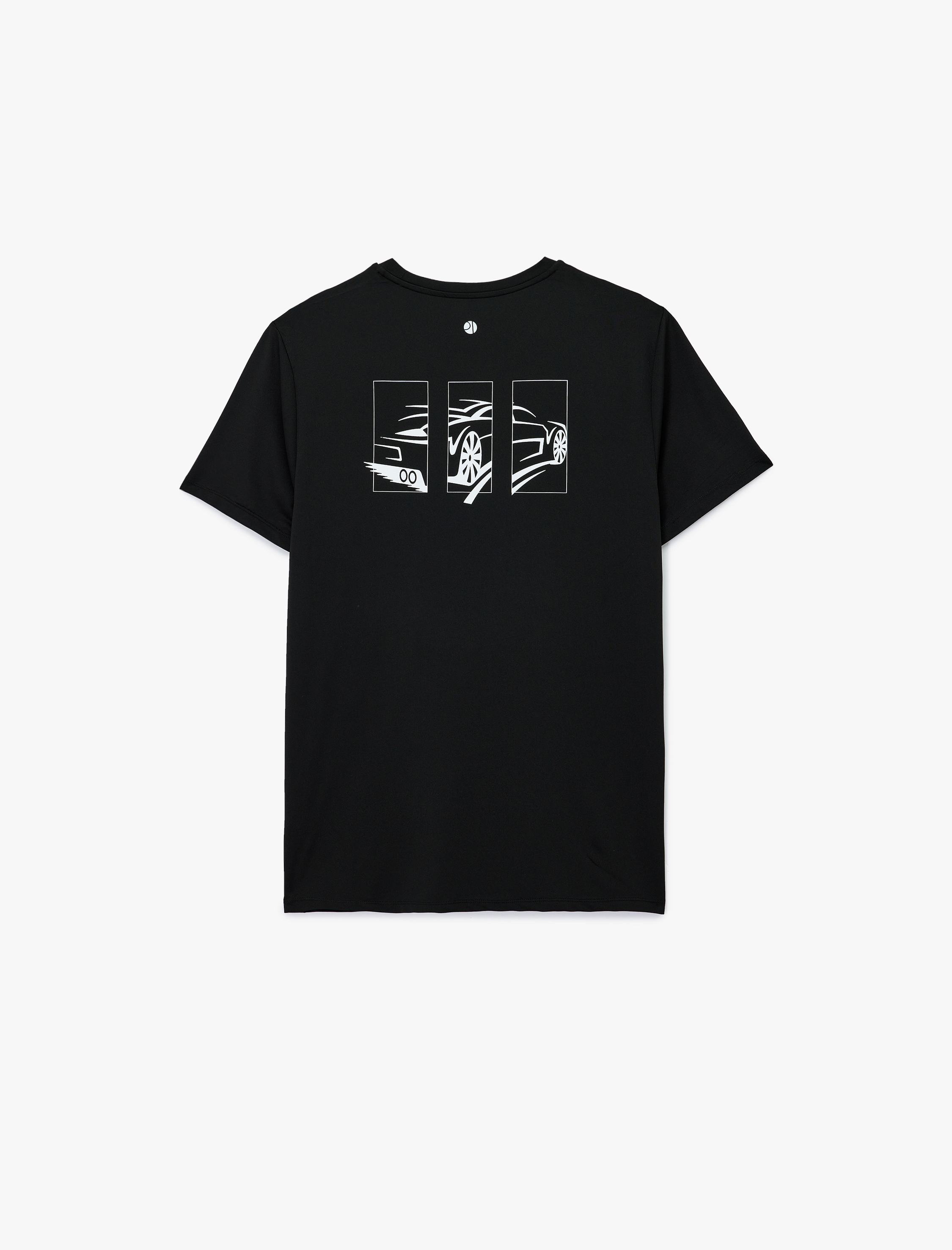   Rahat Kalıp Kısa Kollu Bisiklet Yaka Baskılı Spor Tişört