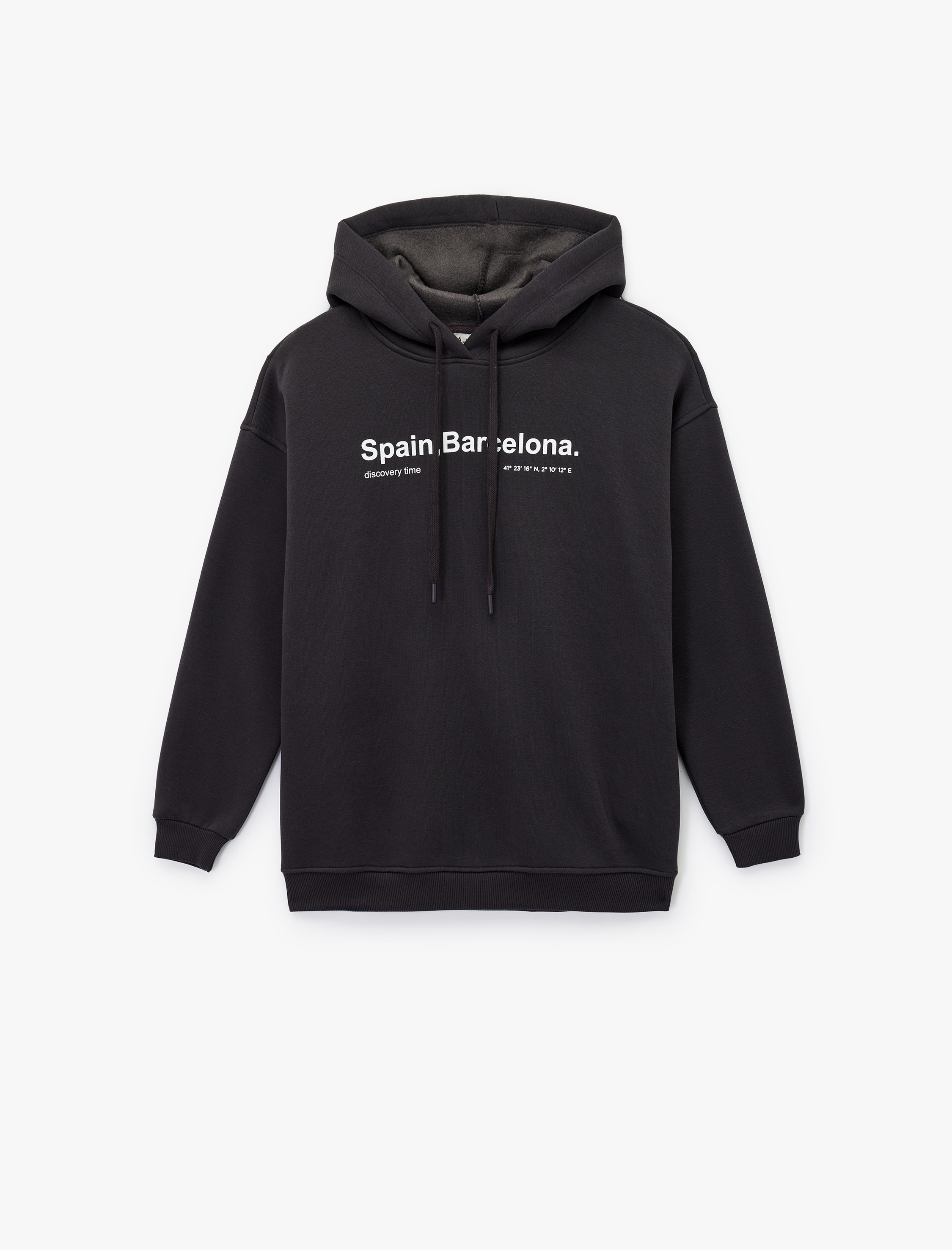   Uzun Kollu Kapüşonlu Arkası Baskılı Oversize Sweatshirt