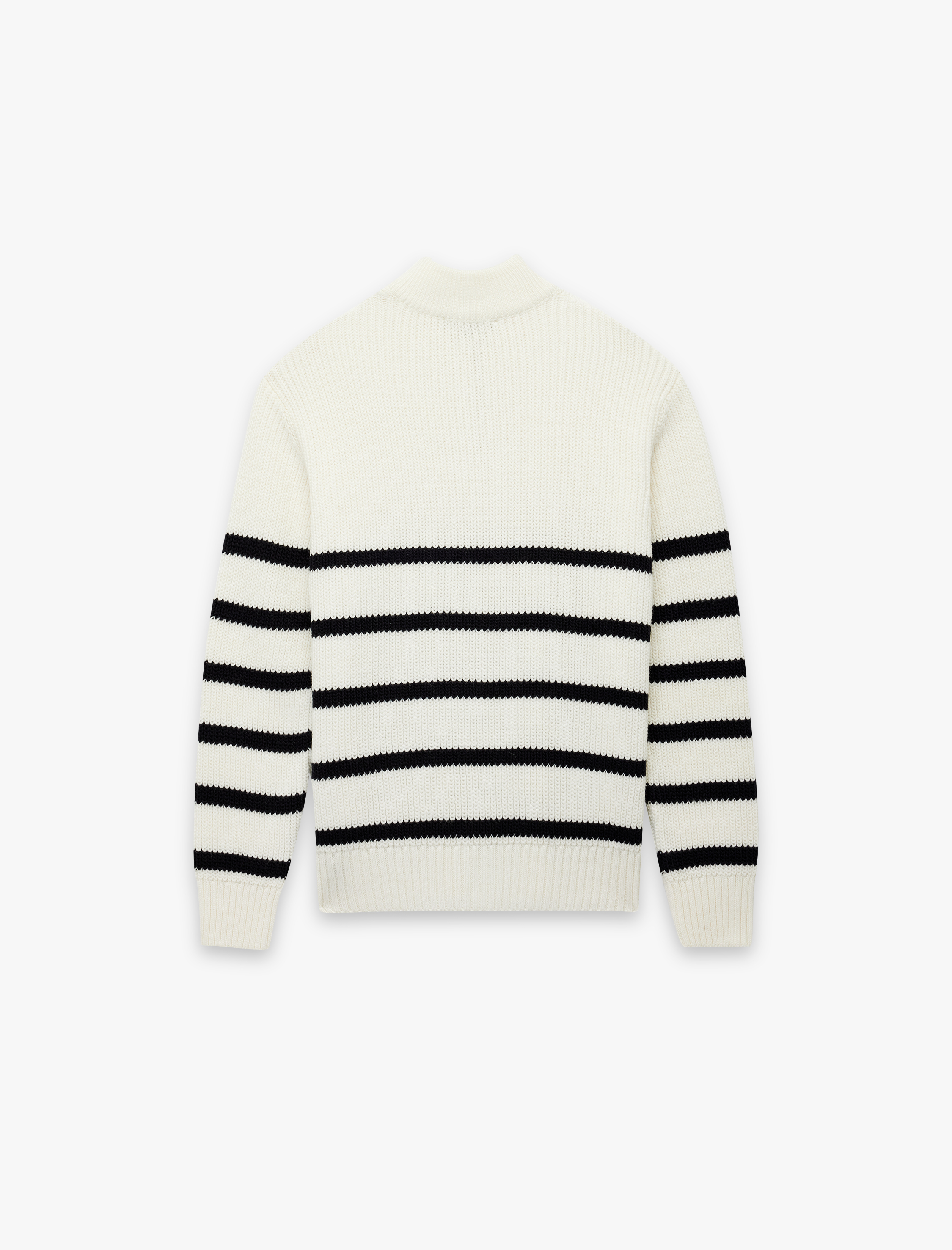   Uzun Kollu Çizgili Basic Yarım Fermuarlı Triko Kazak