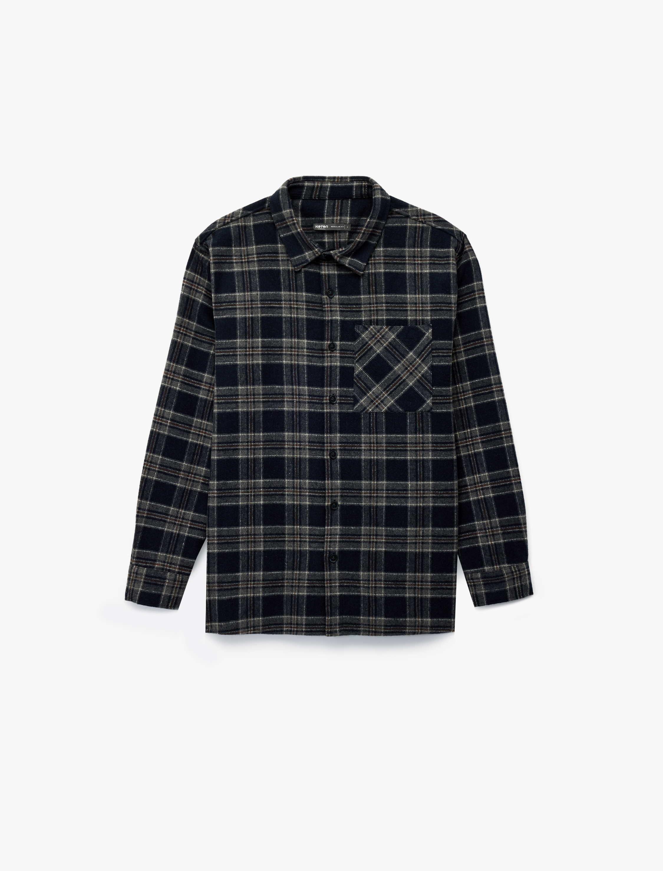   Regular Fit Uzun Kollu Cepli Klasik Yaka Oduncu Gömleği