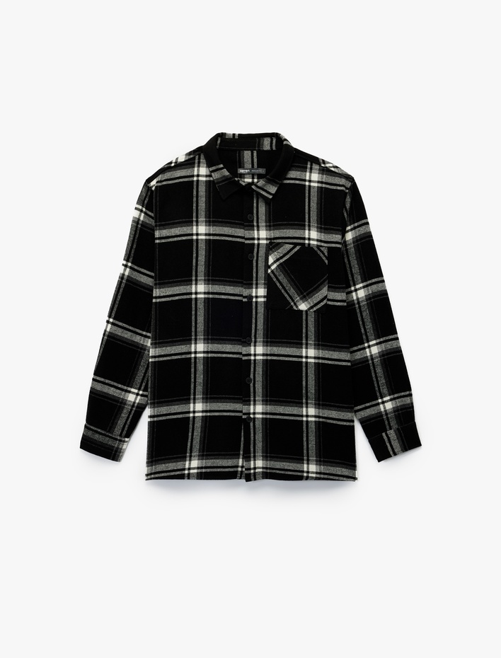  Regular Fit Uzun Kollu Cepli Klasik Yaka Oduncu Gömlek