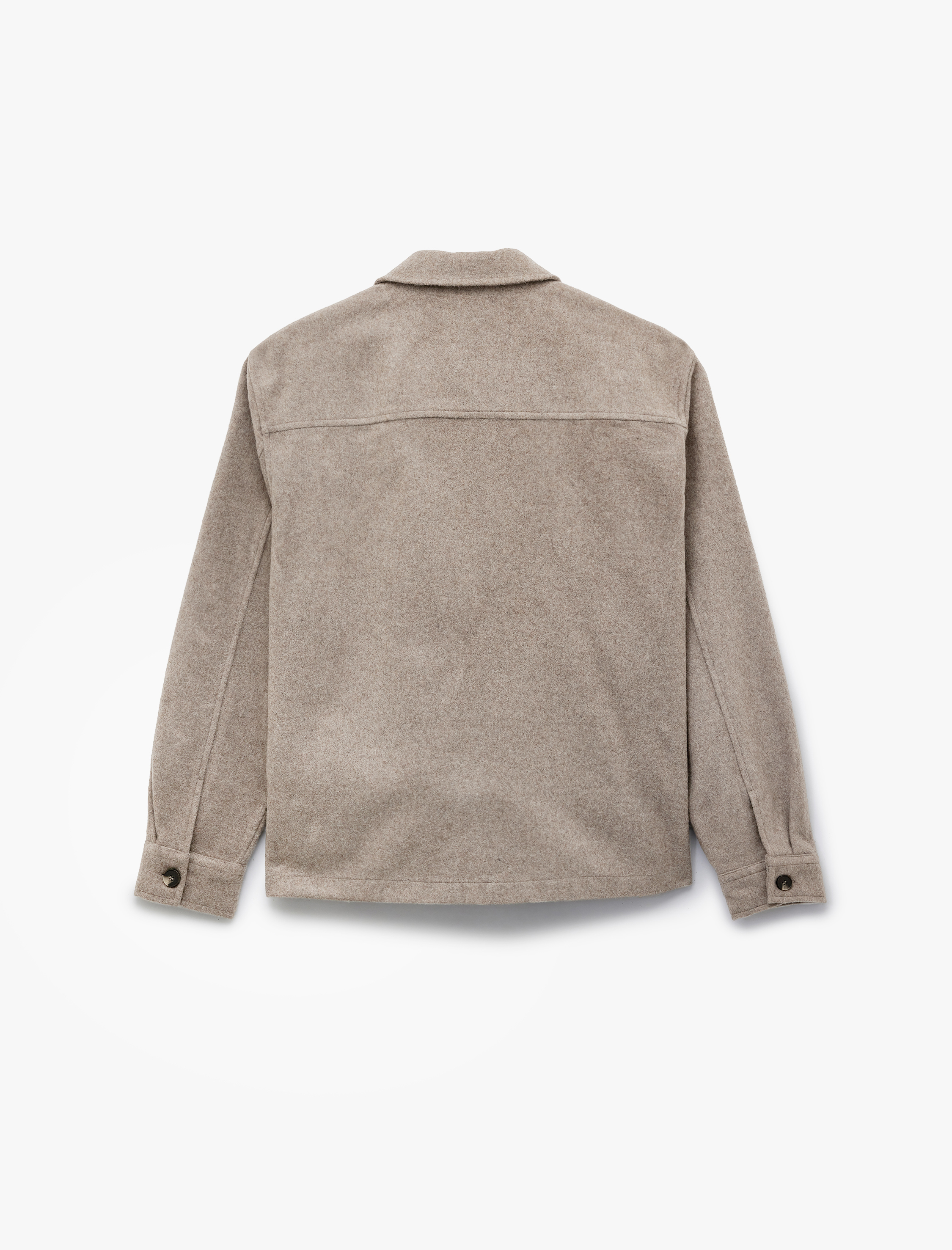   Cep Detaylı Uzun Kollu Gömlek Yaka Düğmeli Slim Fit Kaşe Ceket