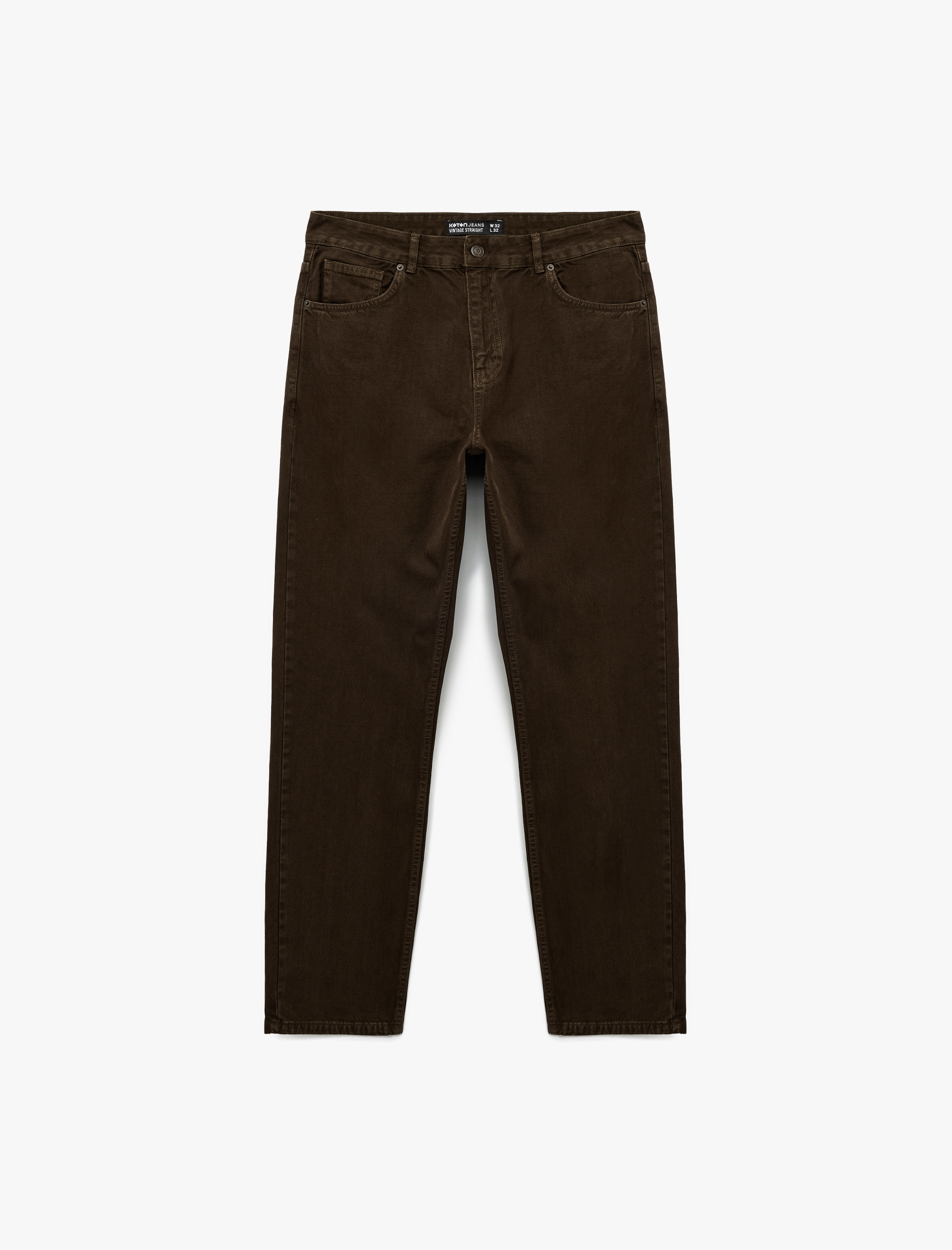   Normal Bel Pamuklu Vintage Straight Jean Pantolon