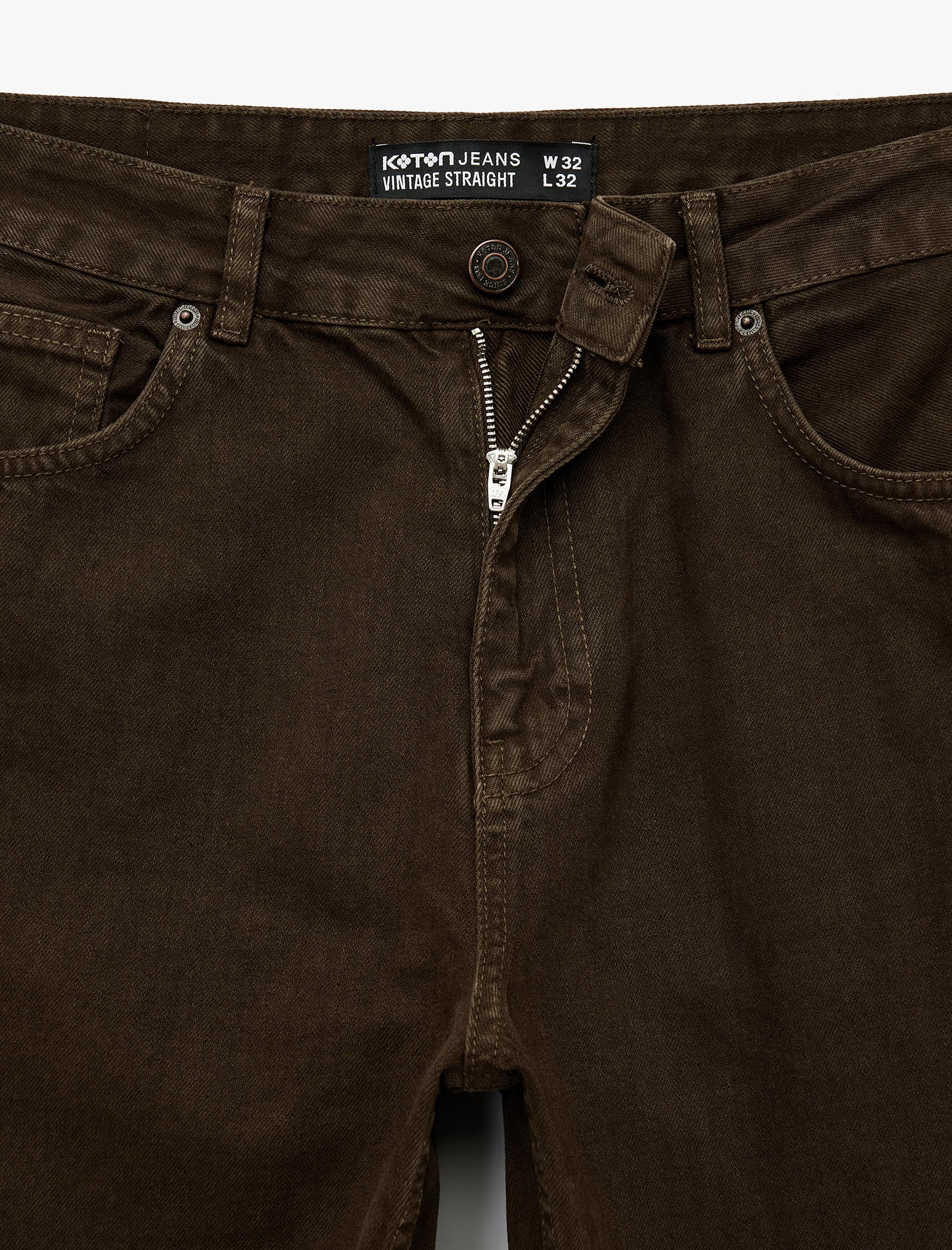   Normal Bel Pamuklu Vintage Straight Jean Pantolon