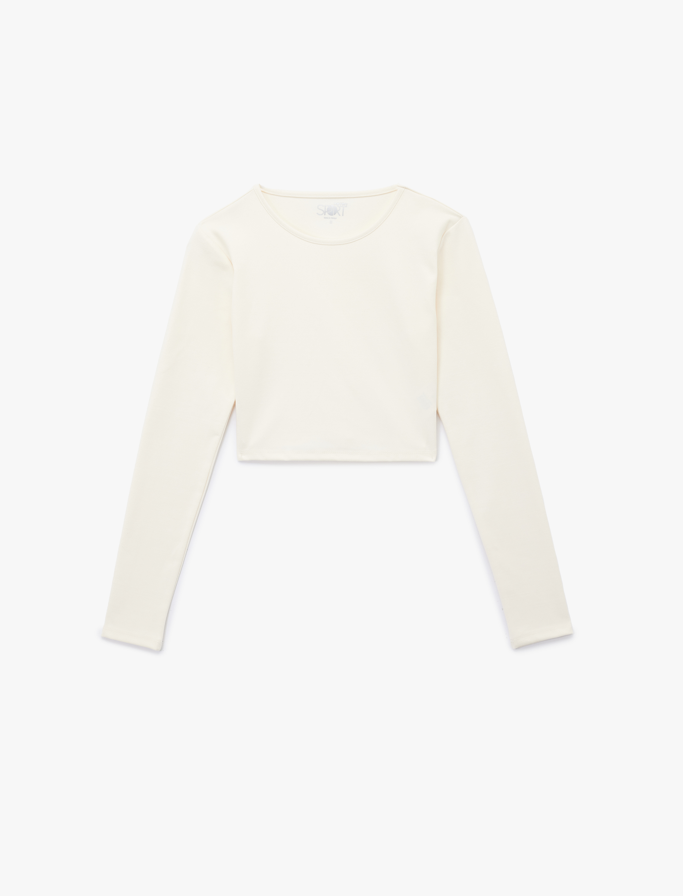   Bisiklet Yaka Uzun Kollu Crop Spor Tişört