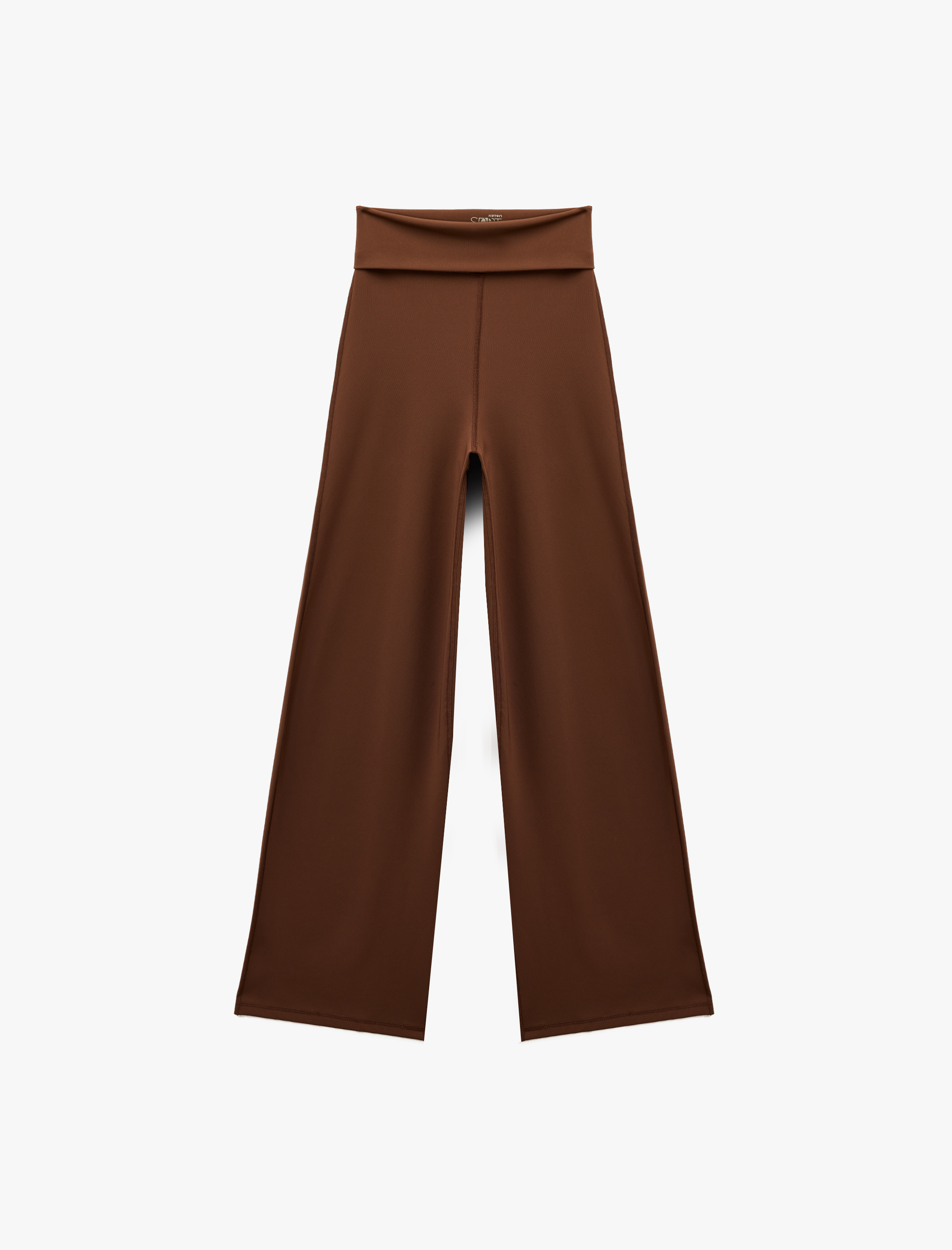   Katlı Yüksek Bel Dikiş Detaylı İspanyol Paça Spor Tayt