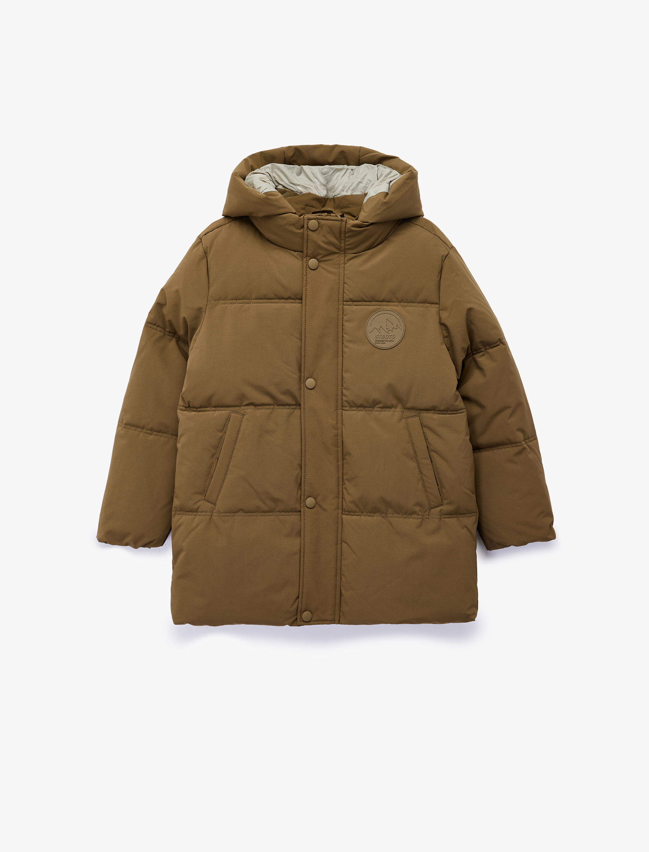  Erkek Çocuk Cep Detaylı Uzun Kollu Su İtici Kapşonlu Mont