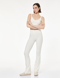 Yüksek Bel İspanyol Paça Dikiş Detaylı Spor Tayt