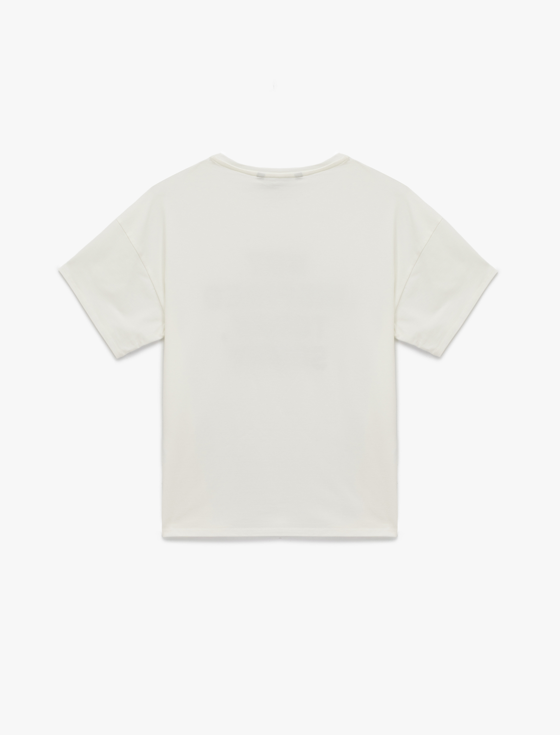   Pamuklu Baskılı Yarım Kollu Bisiklet Yaka Oversize Spor Tişört