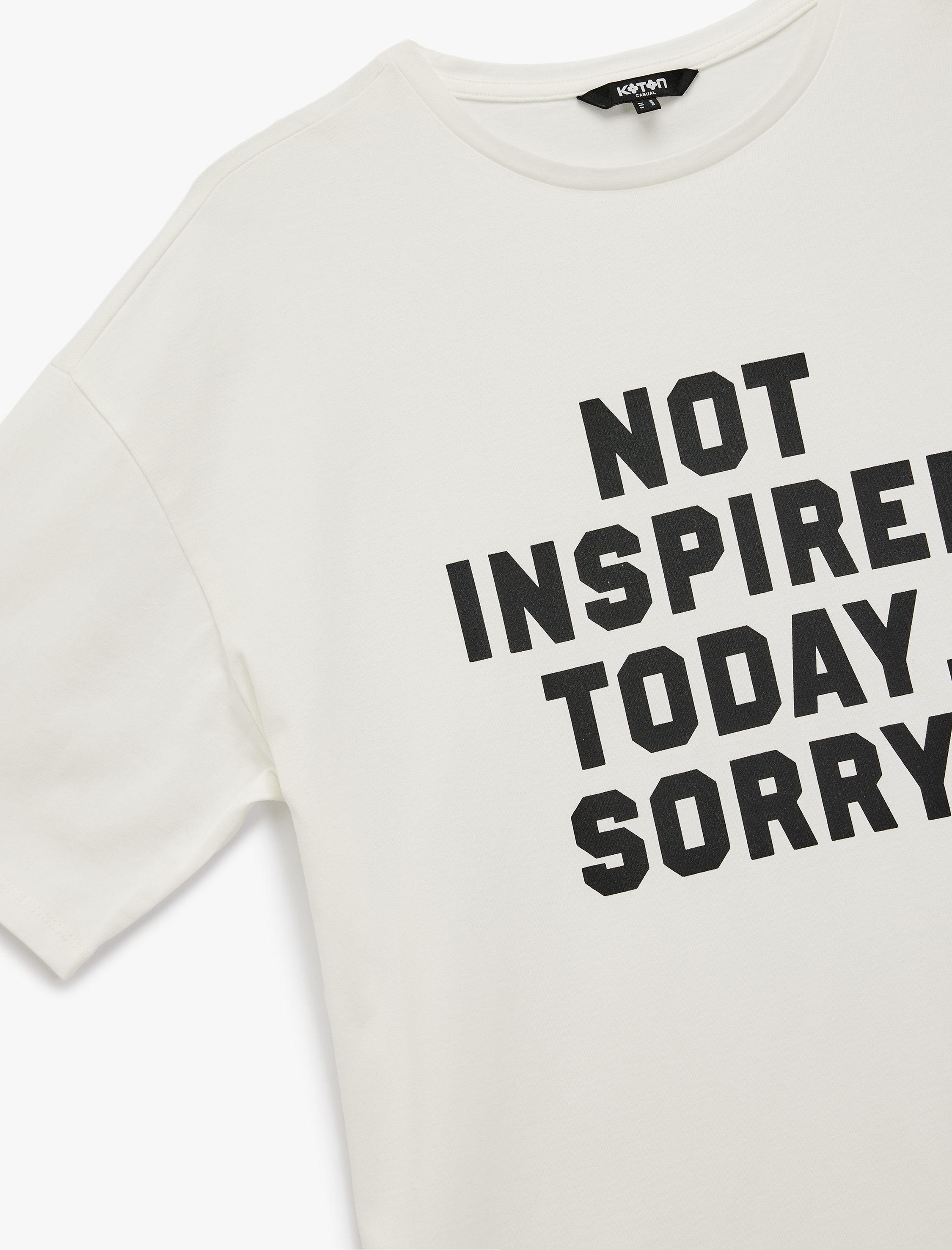   Pamuklu Baskılı Yarım Kollu Bisiklet Yaka Oversize Spor Tişört