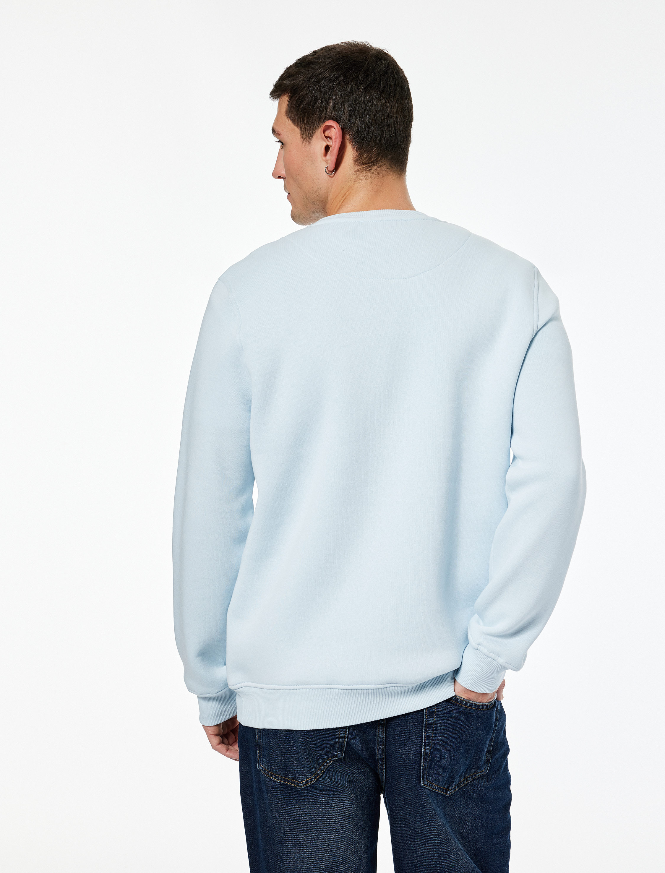   Regular Fit Pamuk Viskon Karışımlı Bisiklet Yaka Baskılı Sweatshirt