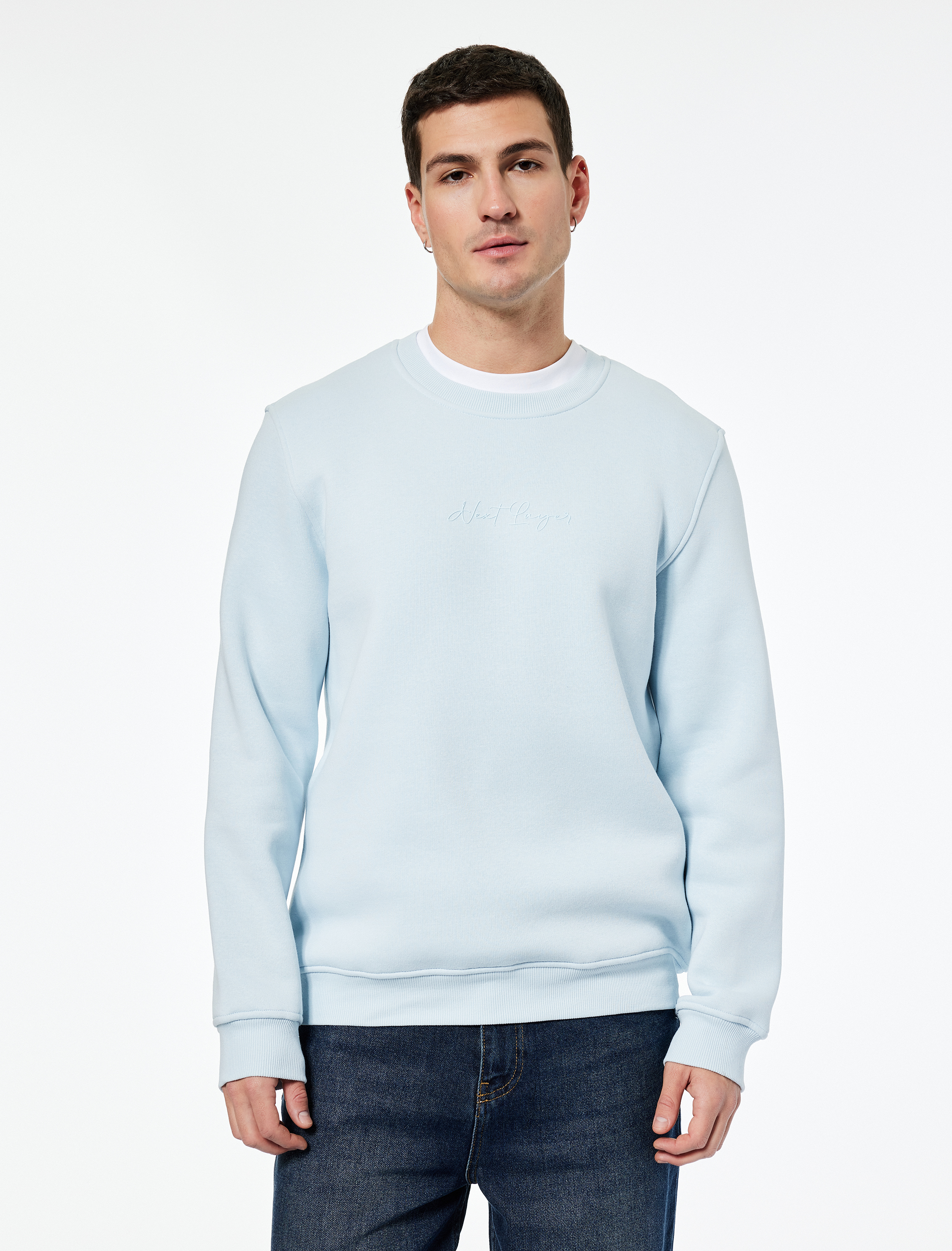   Regular Fit Pamuk Viskon Karışımlı Bisiklet Yaka Baskılı Sweatshirt