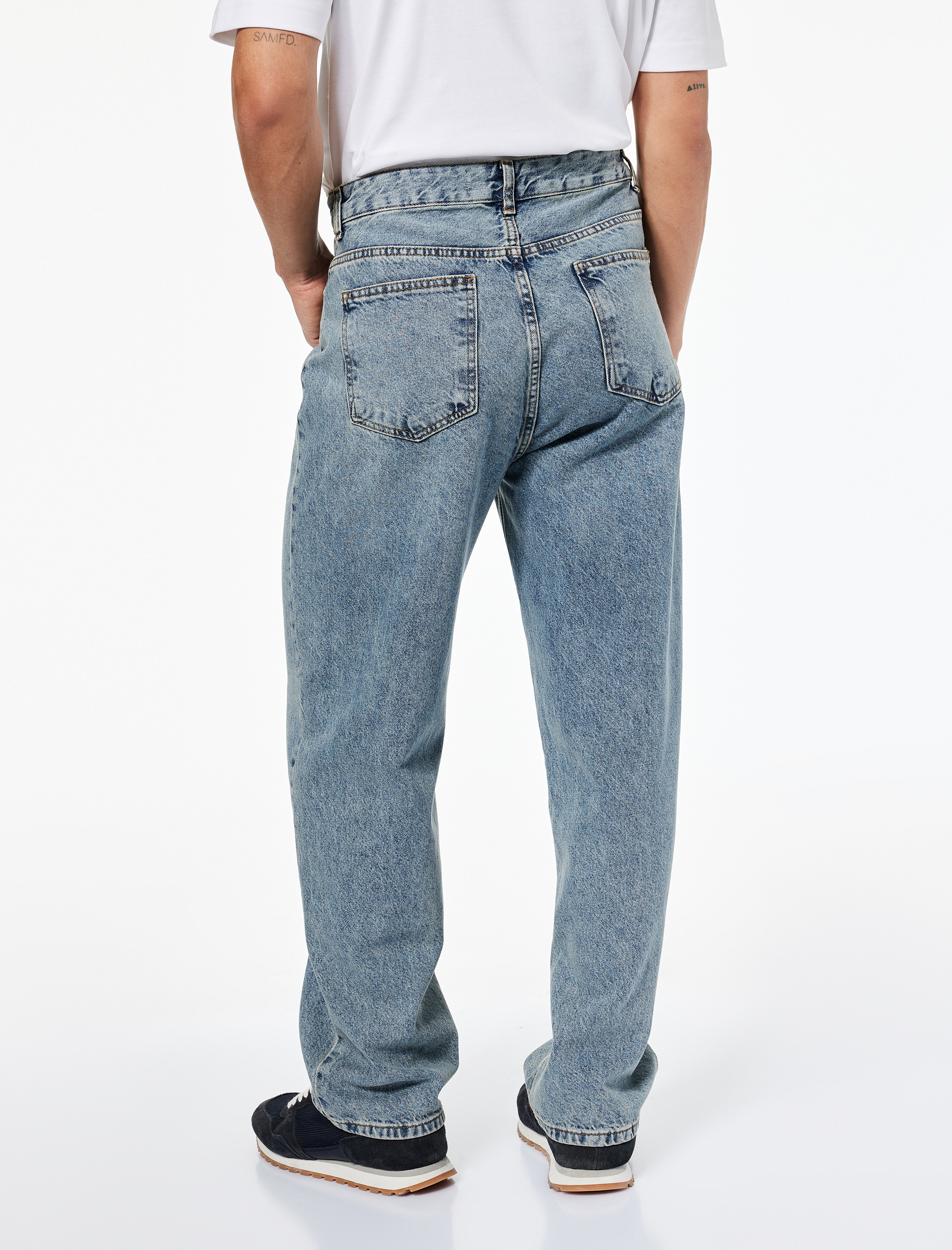   Normal Bel Pamuklu Bol Baggy Jean Pantolon