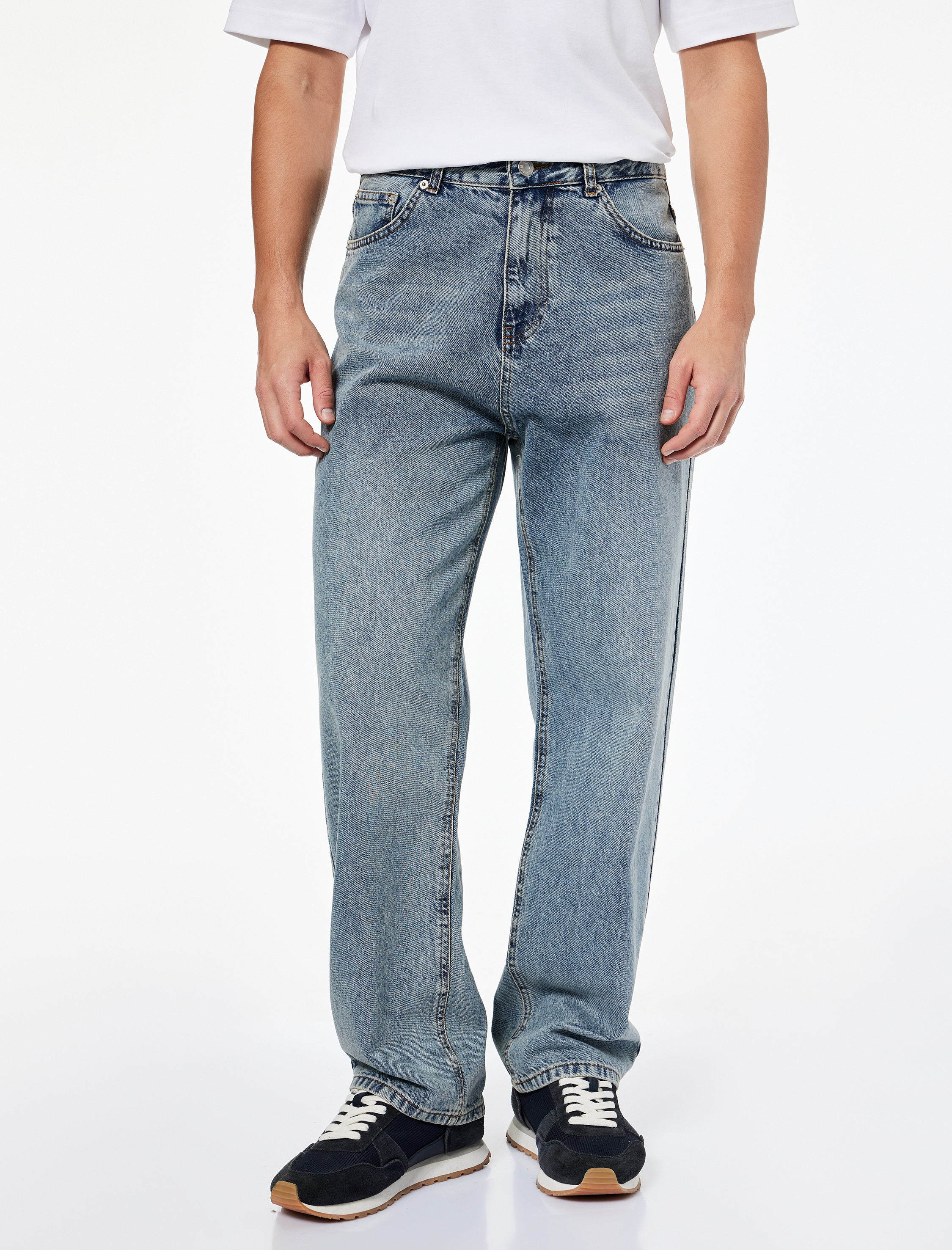   Normal Bel Pamuklu Bol Baggy Jean Pantolon