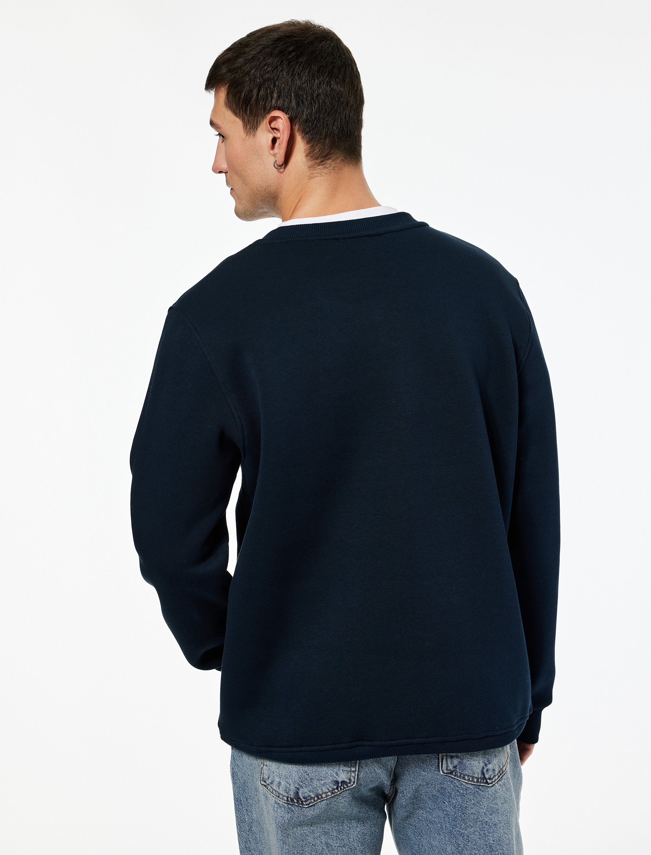   Uzun Kollu Bisiklet Yaka Baskılı Sweatshirt