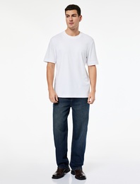 Normal Bel Pamuklu Bol Baggy Jean Pantolon