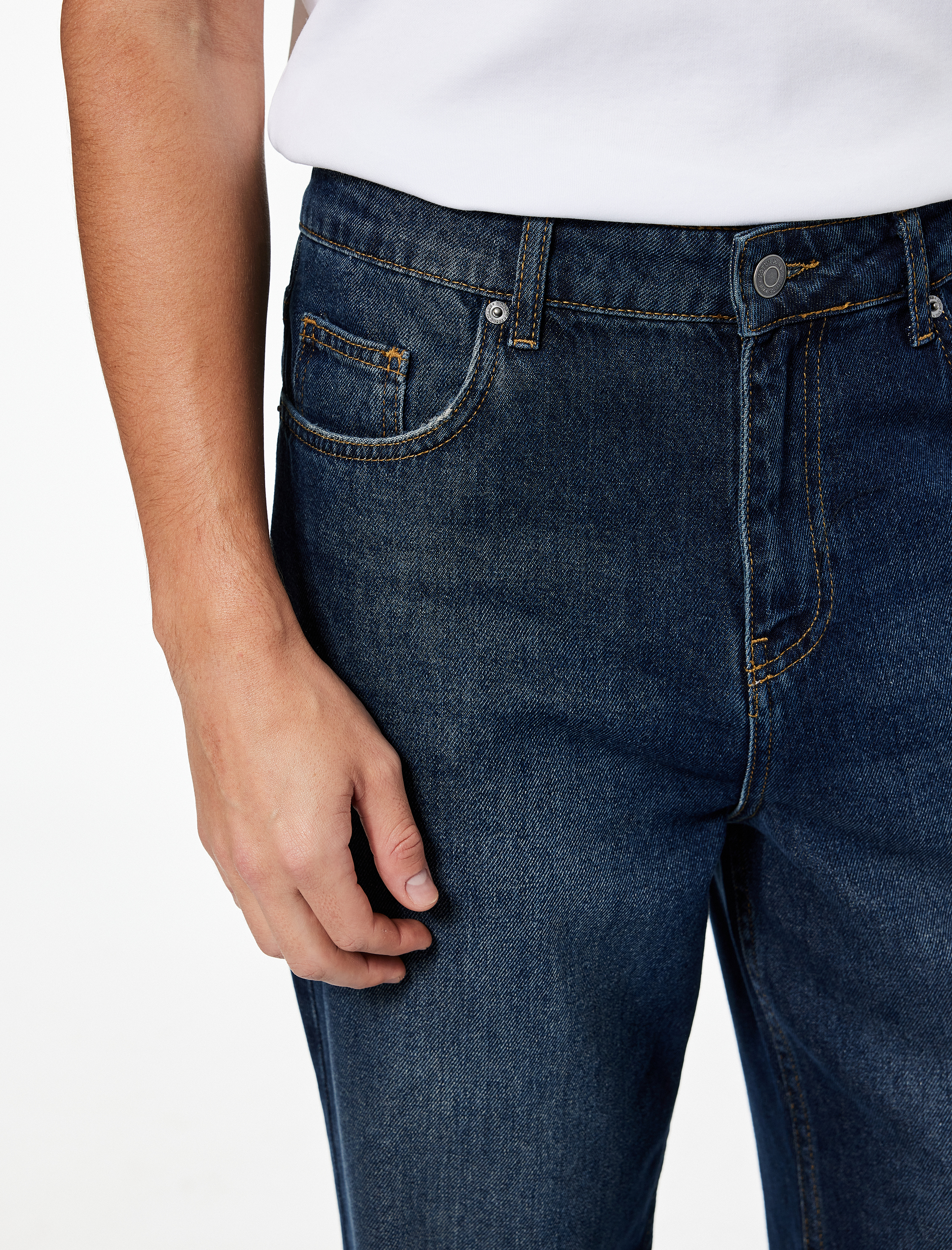   Normal Bel Pamuklu Bol Baggy Jean Pantolon