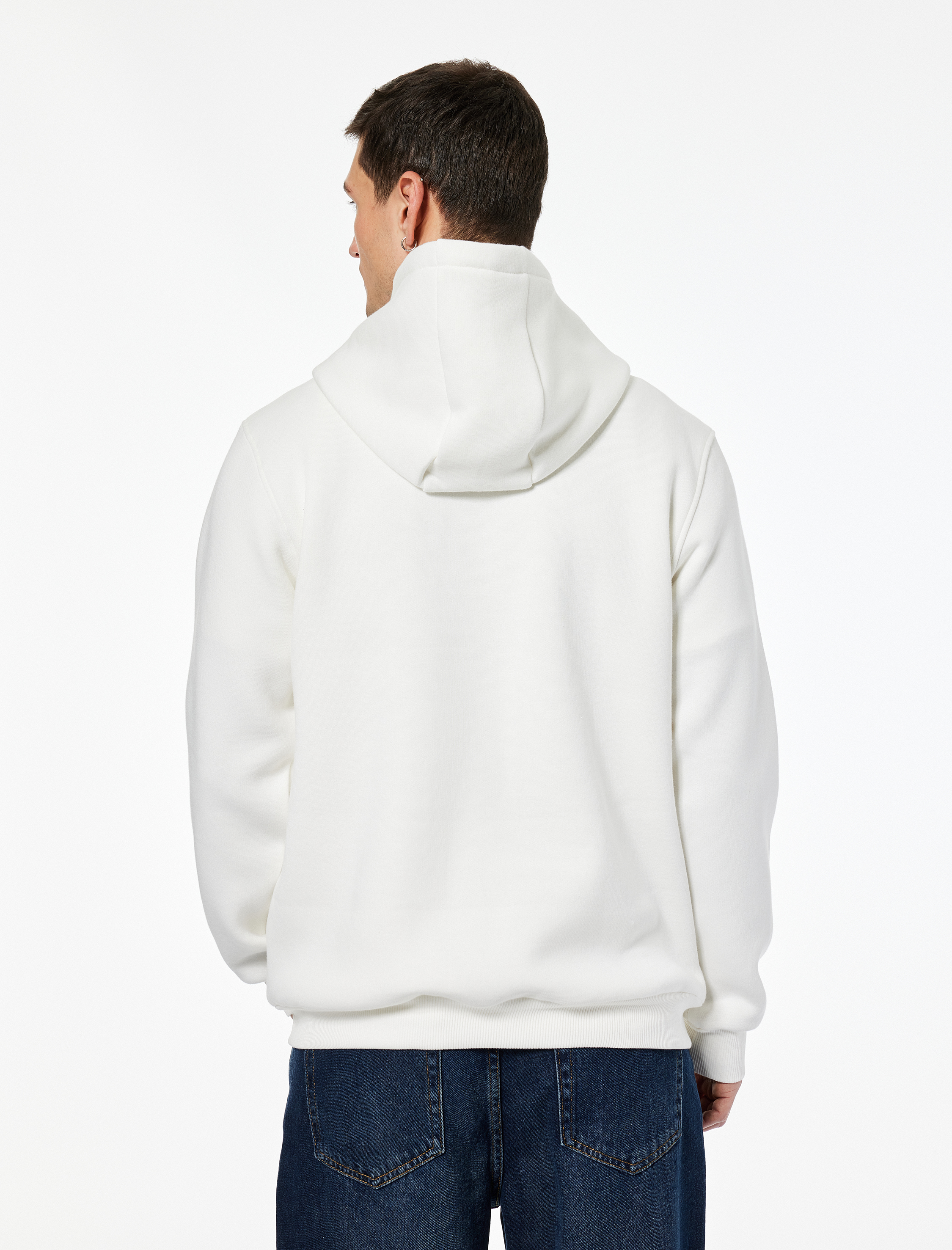   Regular Fit Uzun Kollu Kanguru Cepli Kapşonlu Baskılı Sweatshirt