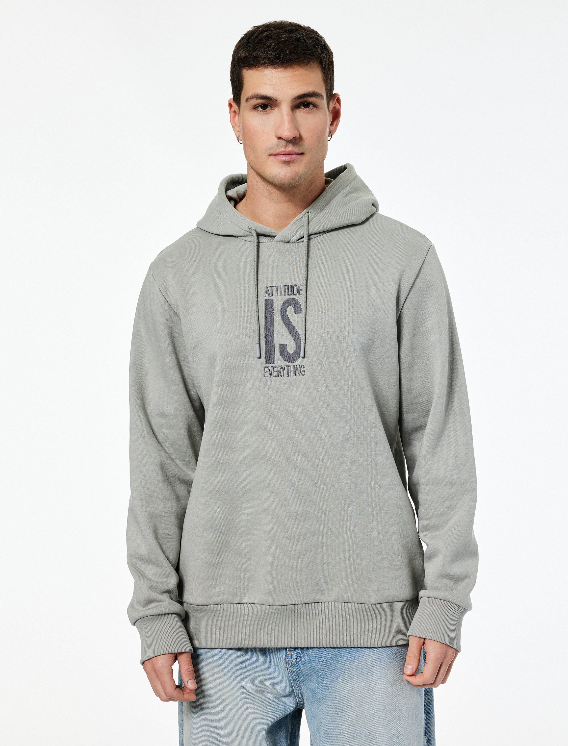   Regular Fit Uzun Kollu Baskılı Kapşonlu Sweatshirt