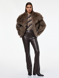 Slim Fit Normal Paça Kemerli Nervürlü Suni Deri Pantolon