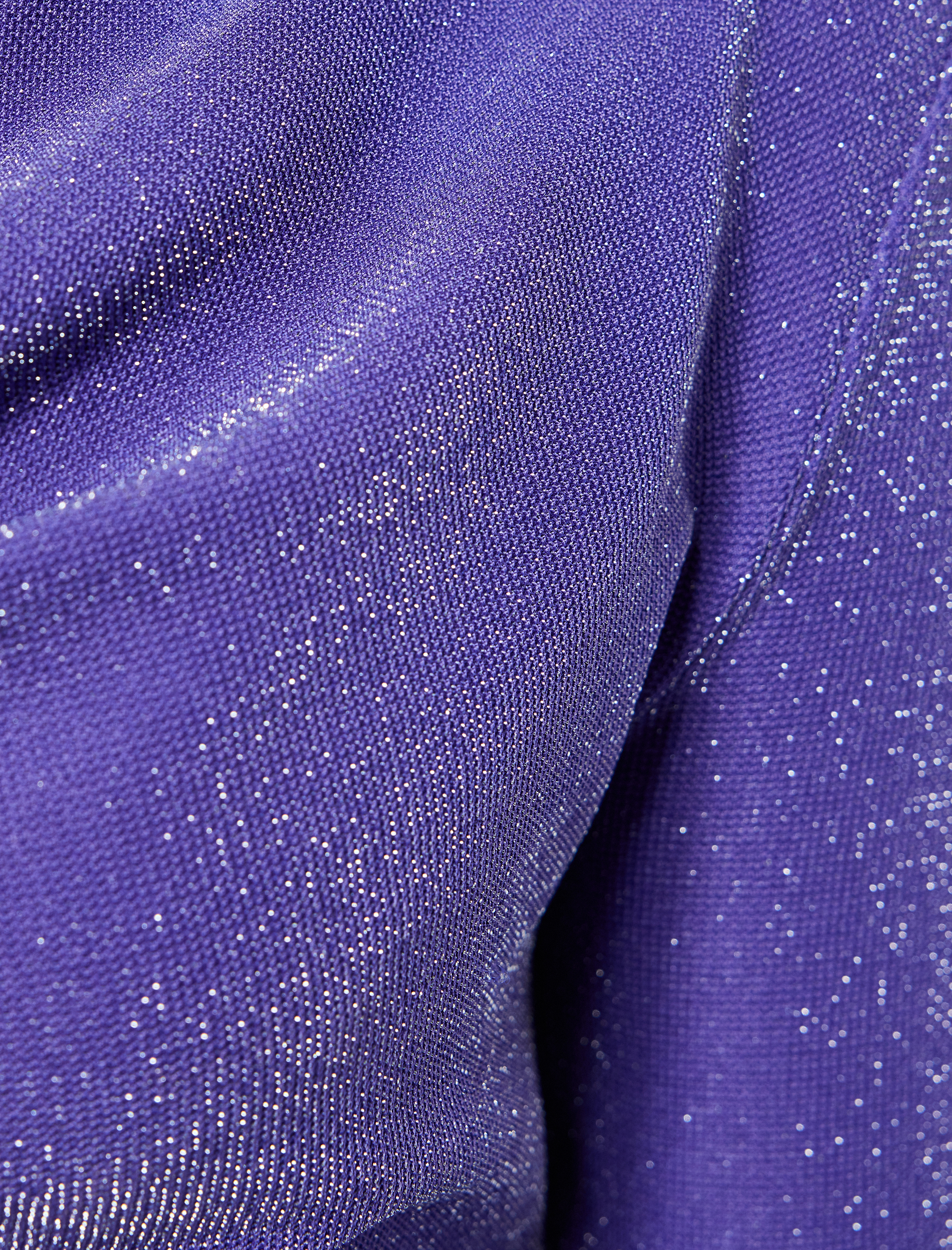   Slim Fit Uzun Kollu  Simli Degaje Yaka Tişört