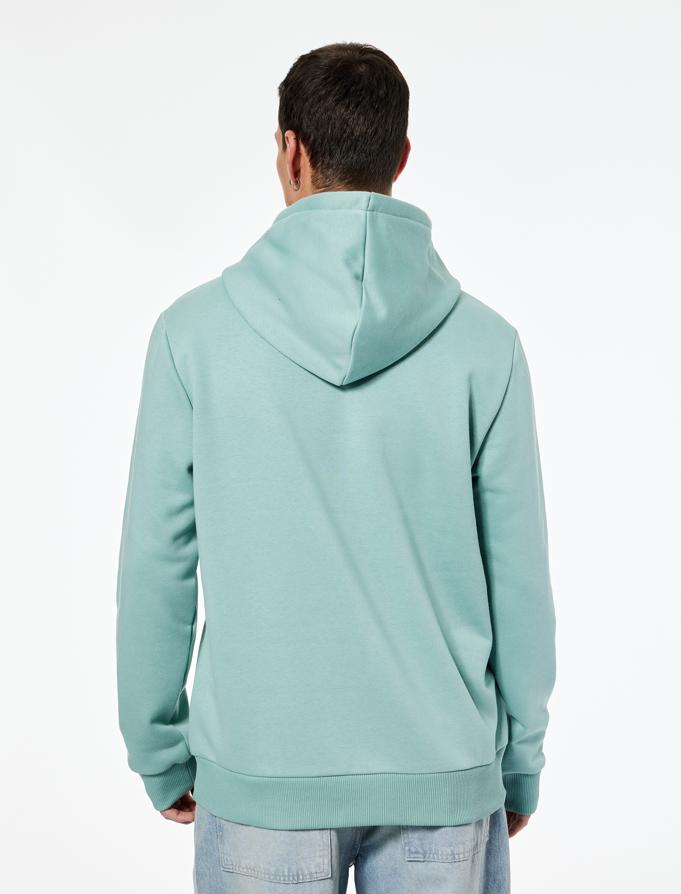   Uzun Kollu Baskılı Kapşonlu Sweatshirt