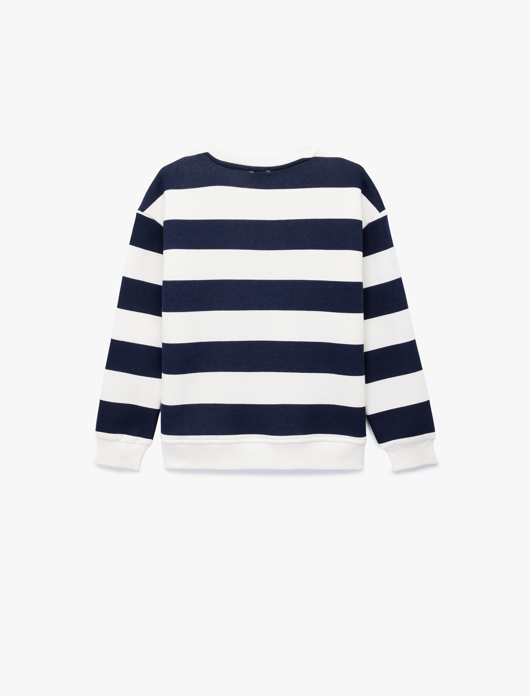  Kız Çocuk Baskılı Uzun Kollu Bisiklet Yaka Çizgili Sweatshirt