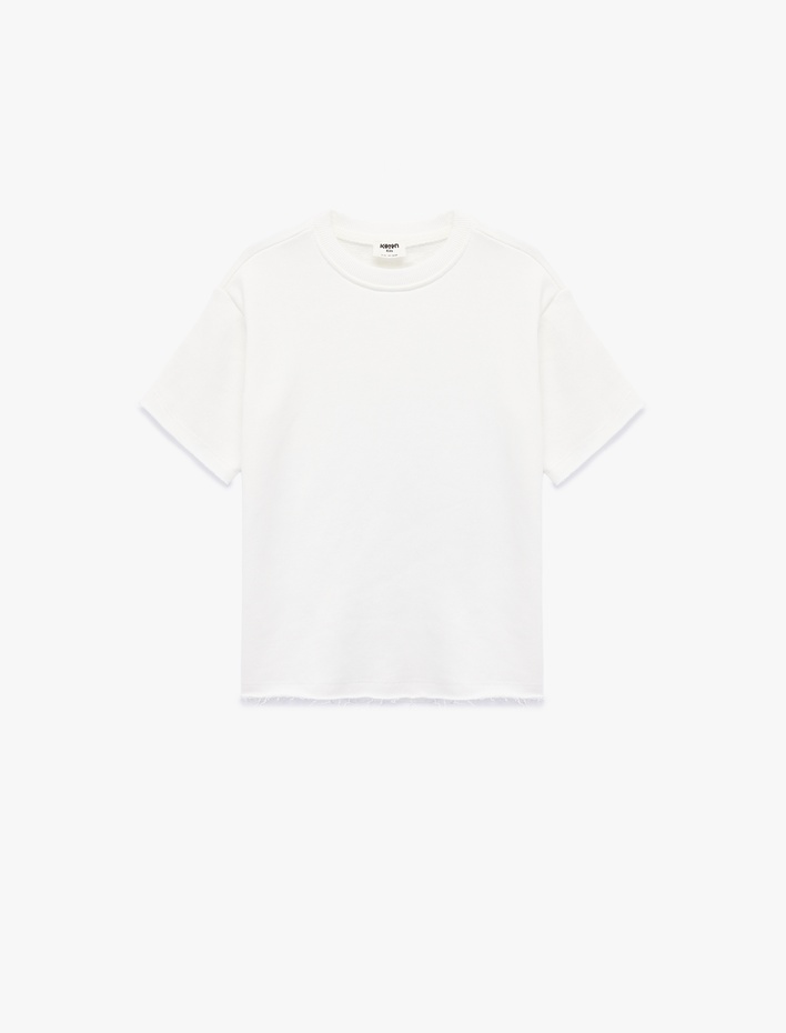 Erkek Çocuk Pamuklu Kısa Kollu Bisiklet Yaka Oversize Basic Tişört