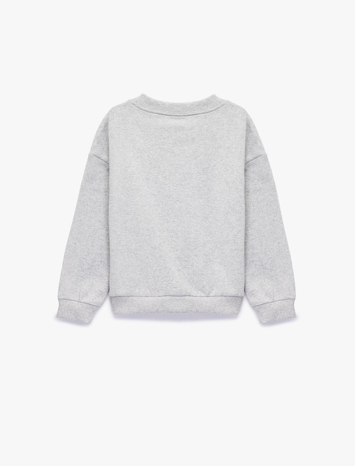 Erkek Bebek Canavar Baskılı Uzun Kollu Bisiklet Yaka Sweatshirt