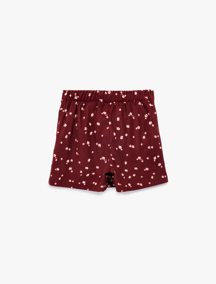 Kız Bebek Beli Lastikli Çiçekli Şort Etek