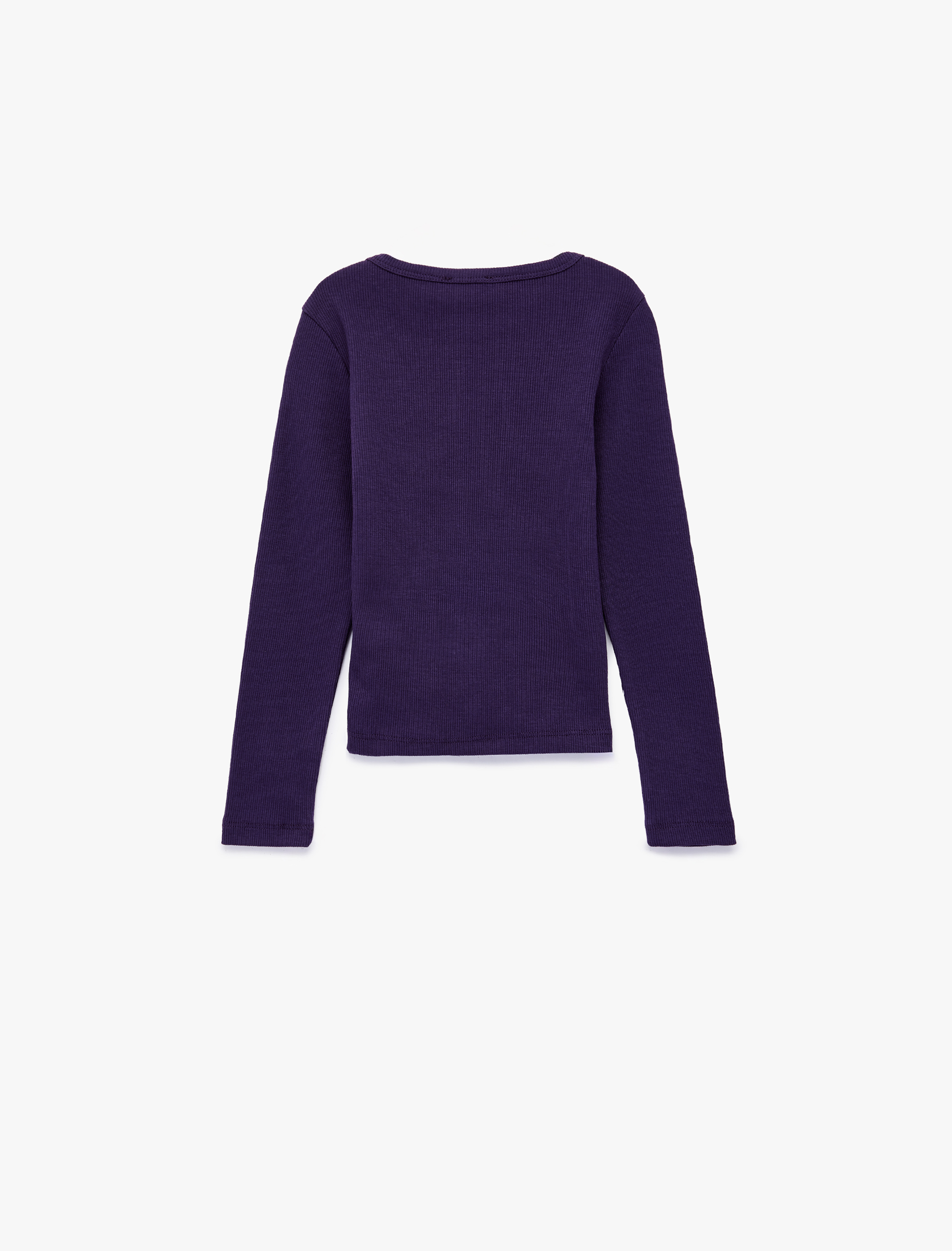  Kız Çocuk Fiyonk Taş Detaylı Uzun Kollu Bisiklet Yaka Pamuklu Tişört