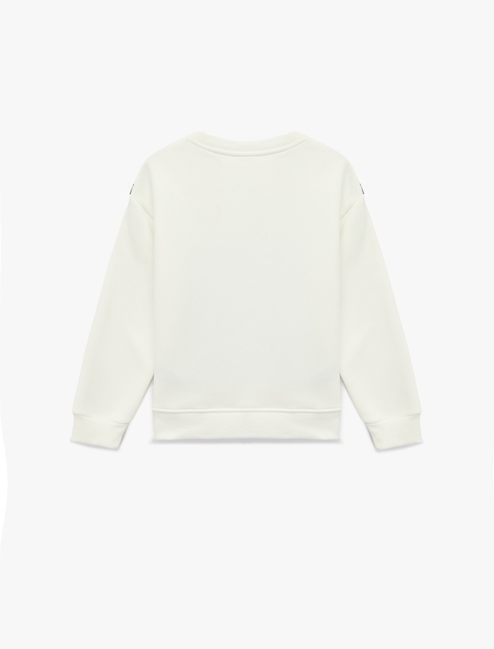 Kız Çocuk Uzun Kollu Bisiklet Yaka Baskılı Oversize Sweatshirt