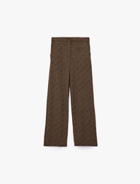 Viskon Karışımlı Beli Lastikli Cepli Desenli Pantolon