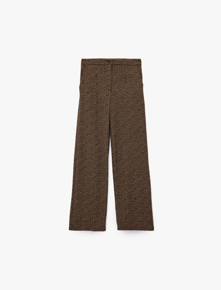 Kız Çocuk Viskon Karışımlı Beli Lastikli Cepli Desenli Pantolon