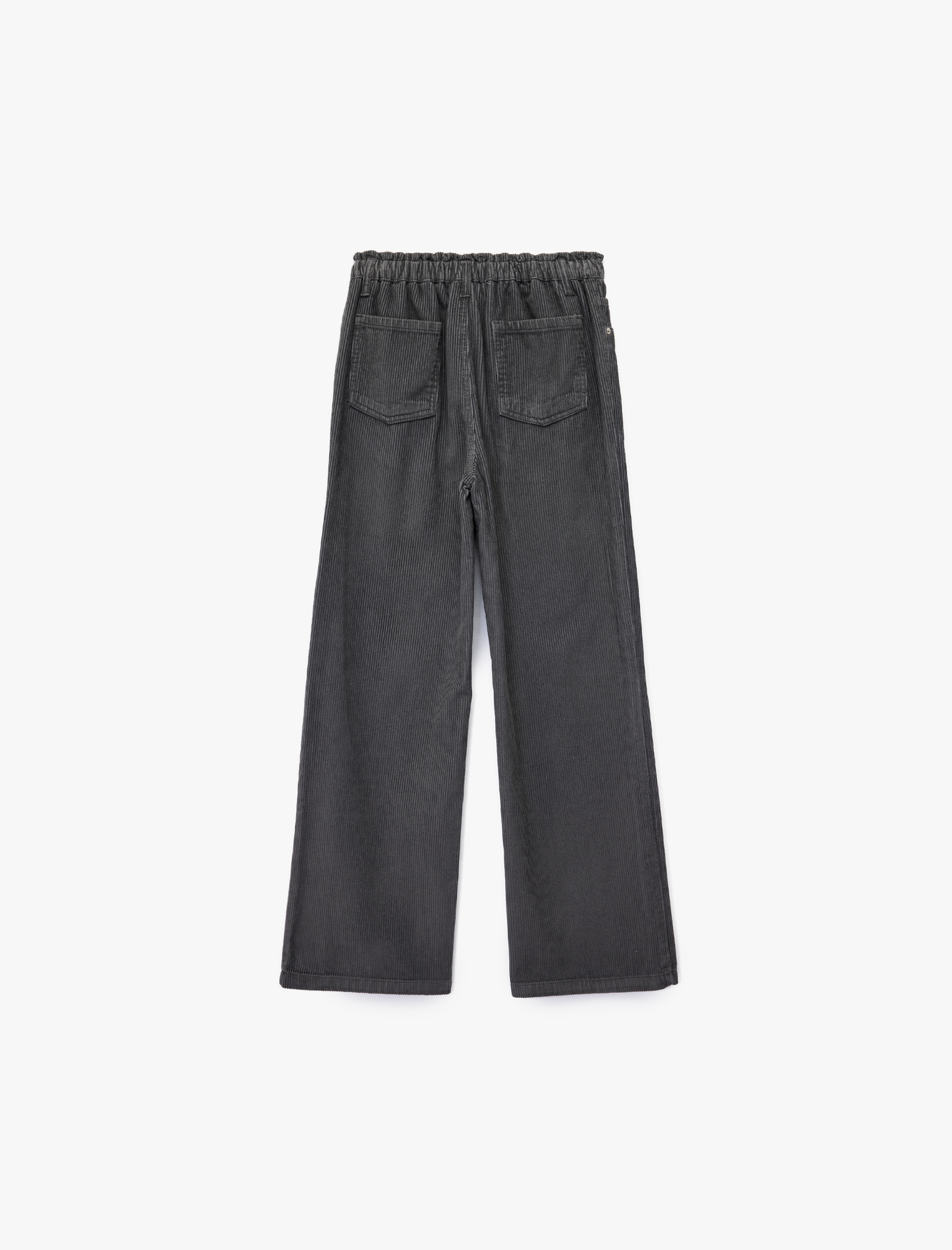  Kız Çocuk Pamuklu Yüksek Bel Bağcıklı Geniş Paça Pantolon