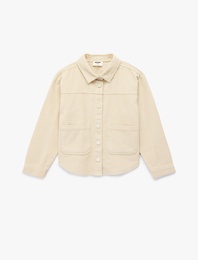 Pamuklu Uzun Kollu Oversize Kadife Gömlek