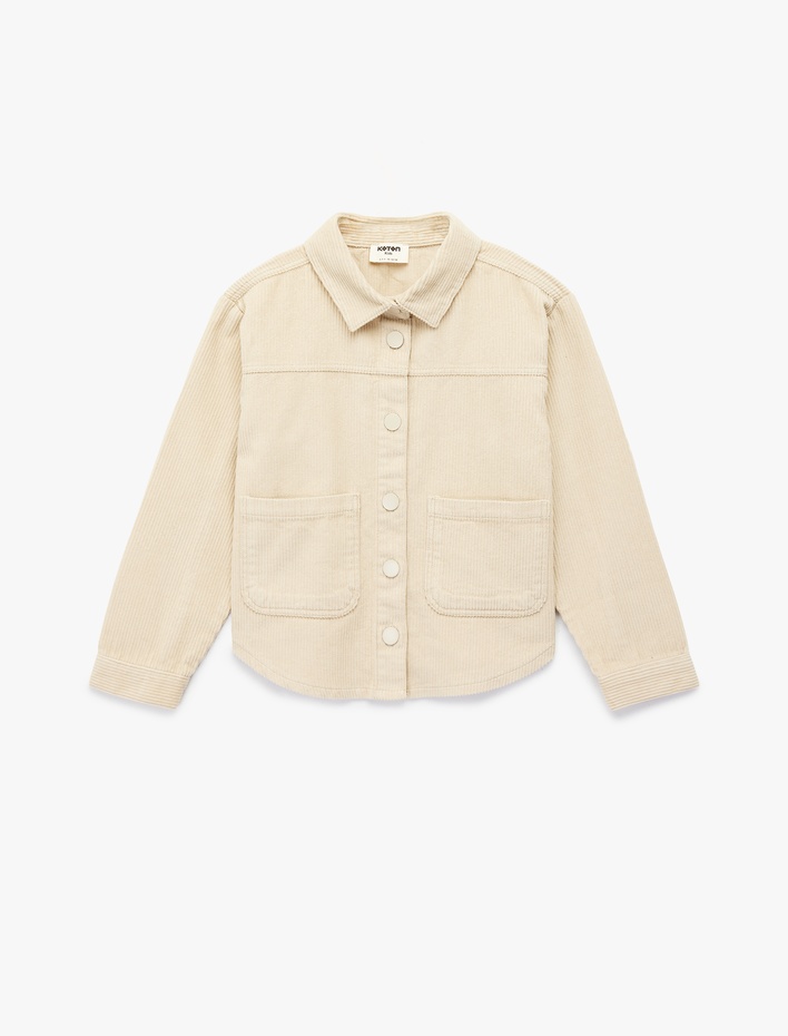 Kız Çocuk Pamuklu Uzun Kollu Oversize Kadife Gömlek