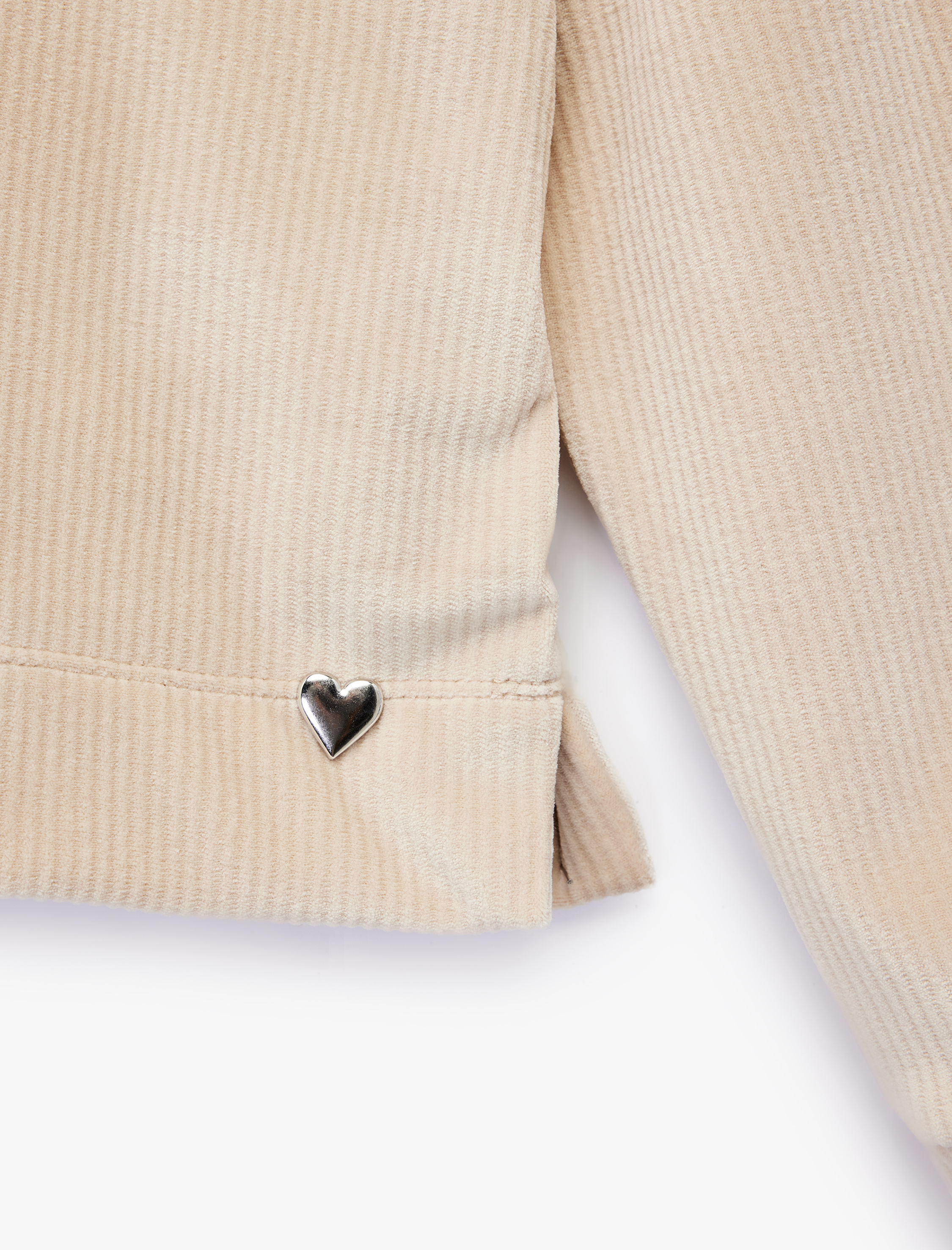  Kız Çocuk Uzun Kollu Bisiklet Yaka Kalp Detaylı Fitilli Sweatshirt